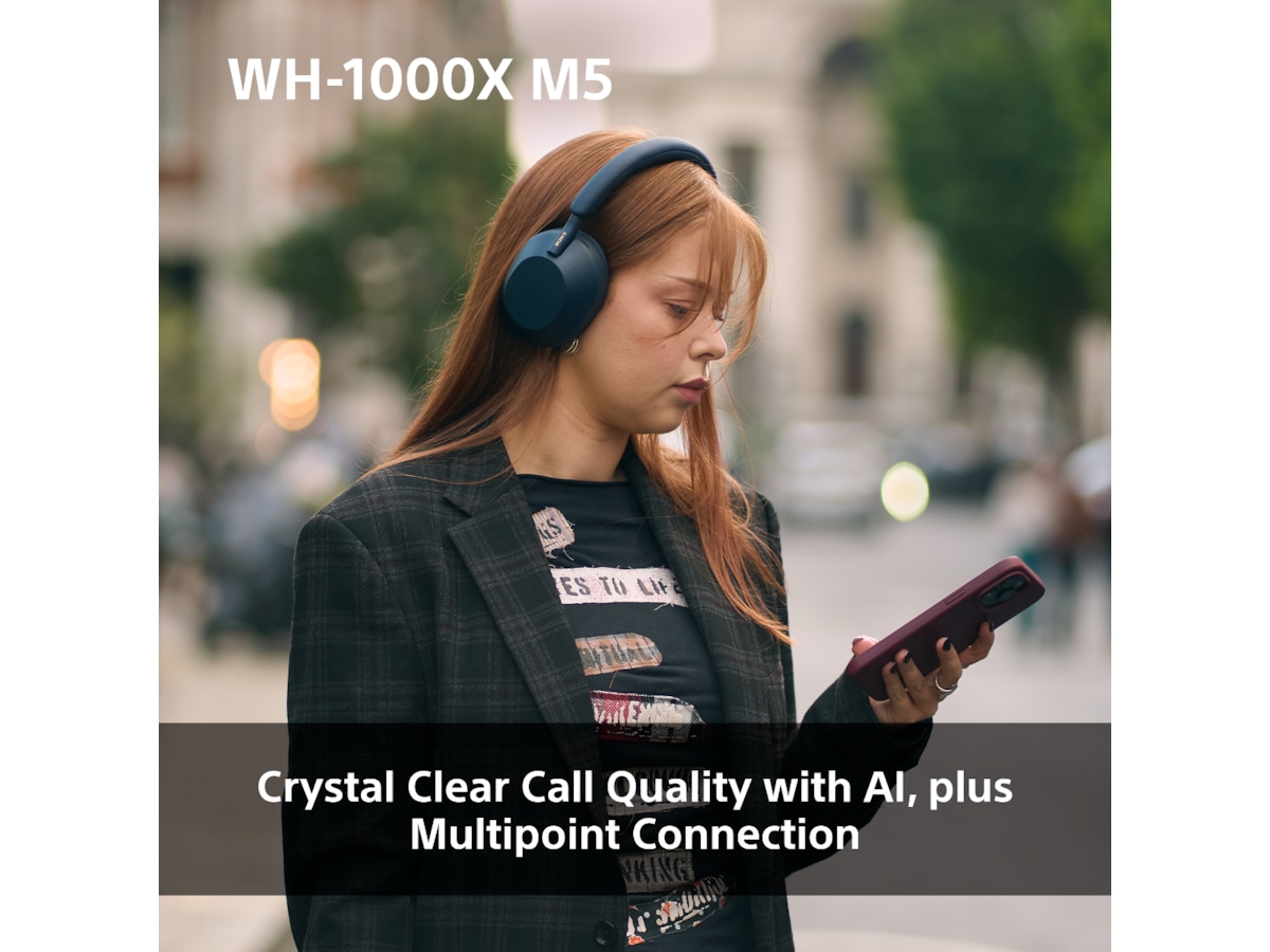 Sony WH-1000XM5 trådløse hodetelefoner, Over-Ear (blå) Hodetelefoner
