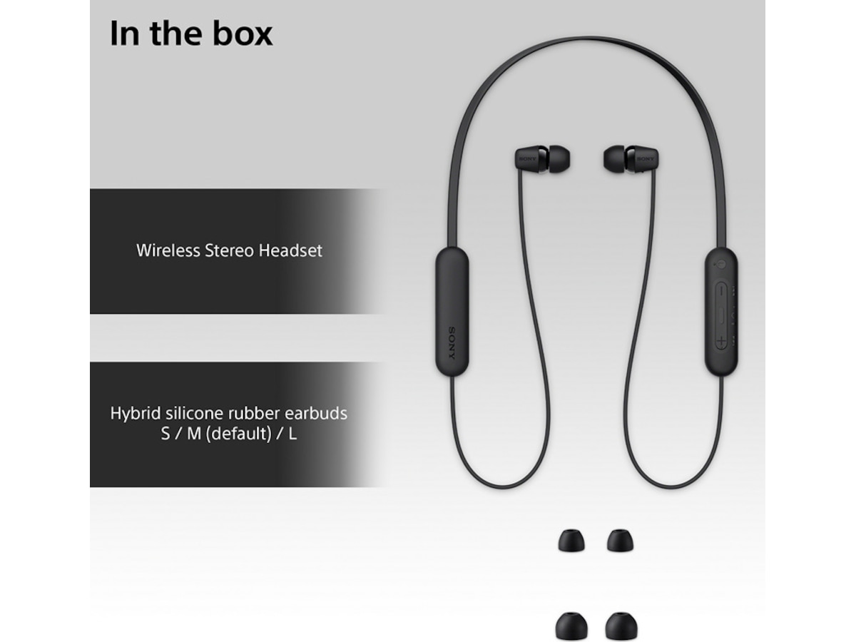 Sony WI-C100 Trådløse hodetelefoner, In-Ear (sort) Ørepropper