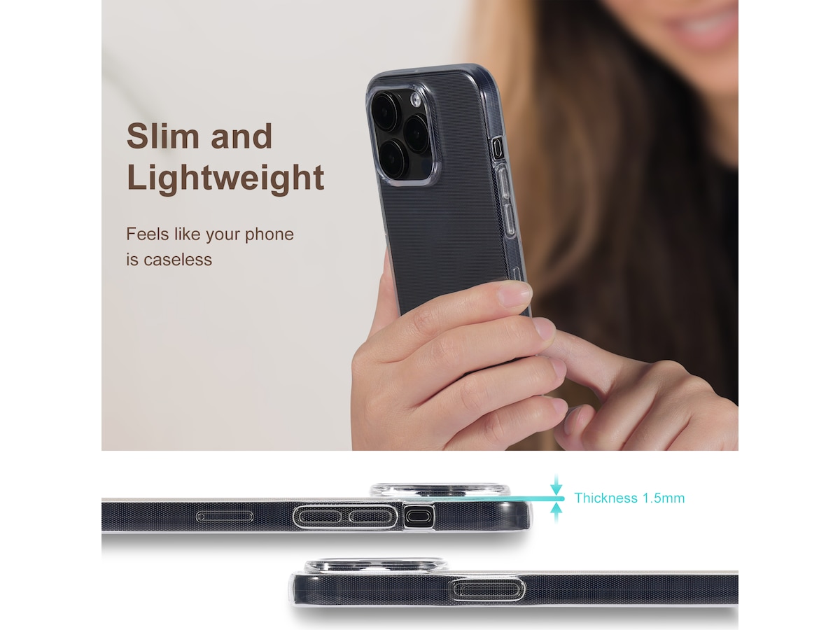 iiglo iPhone 15 Pro Silikondeksel (gjennomsiktig) Mobildeksel