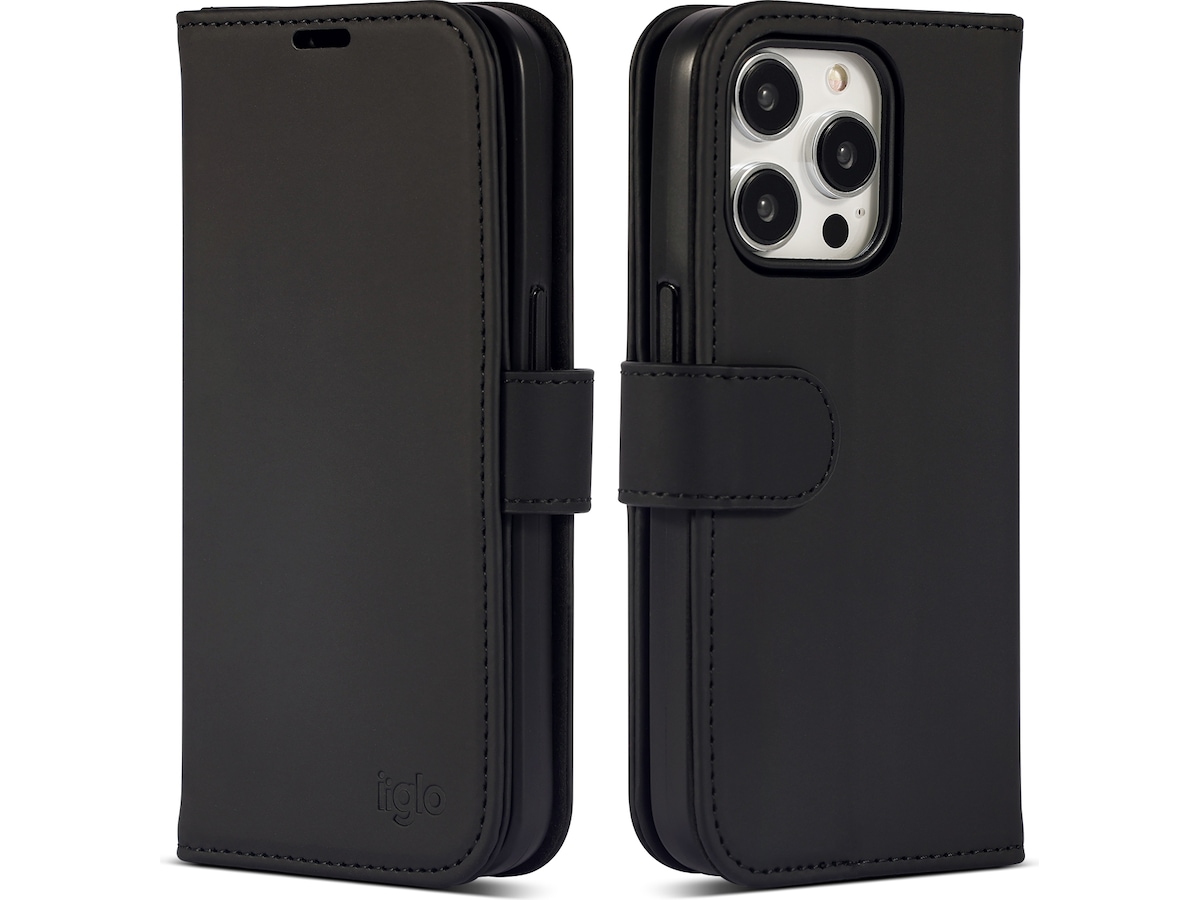 iiglo iPhone 15 Pro Lommebokdeksel (sort) Mobildeksel