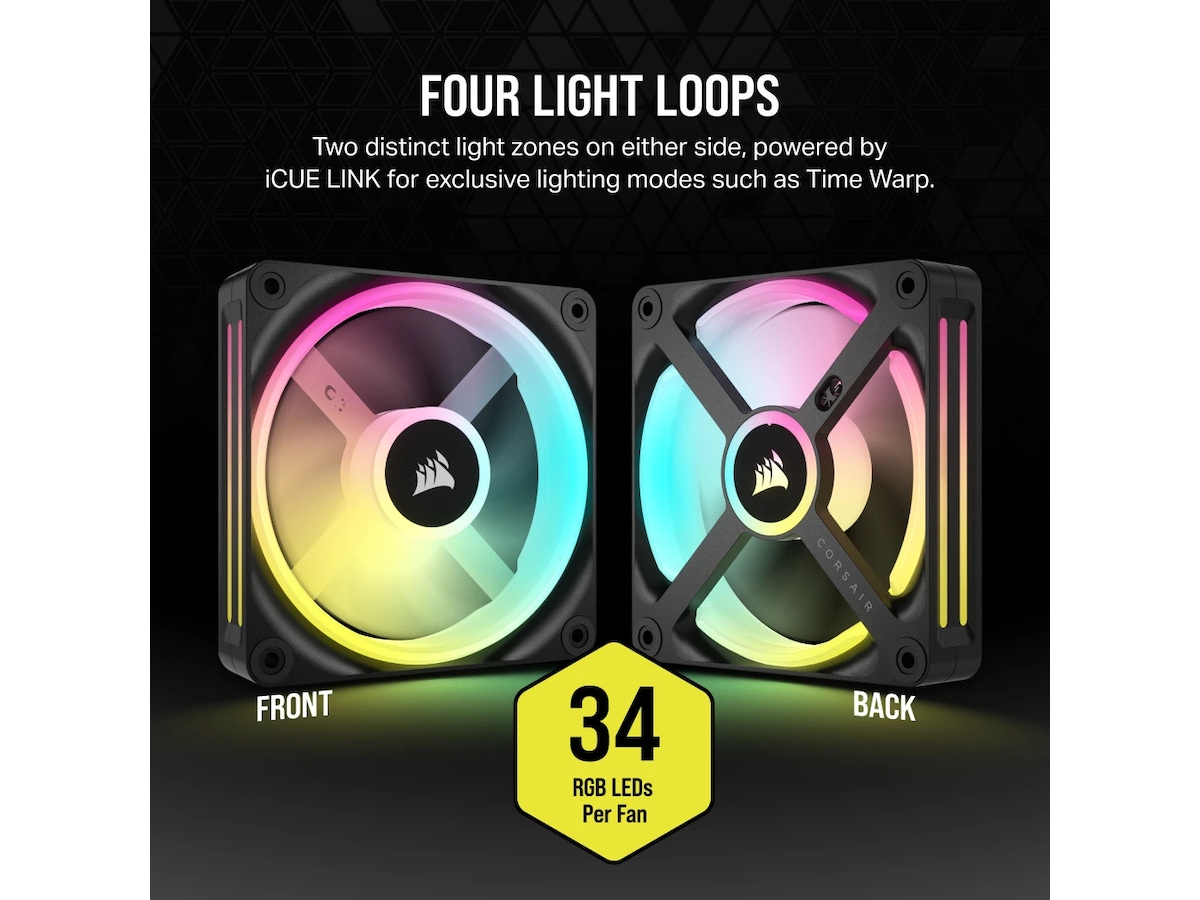 Corsair iCUE LINK QX120 RGB 120mm Vifte 3 pack (sort) - Vifter