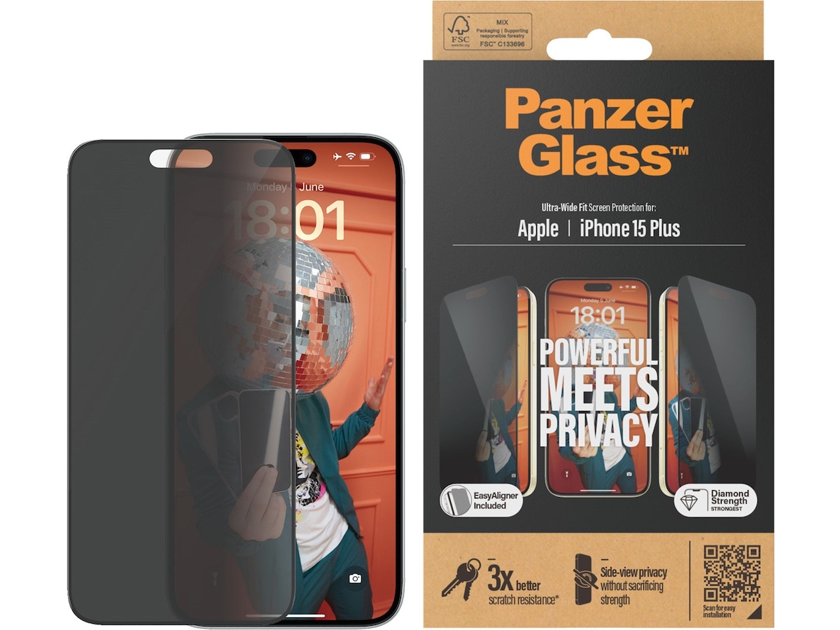 Panzerglass iPhone 15 Plus Privacy Skjermbeskytter Skjermbeskytter
