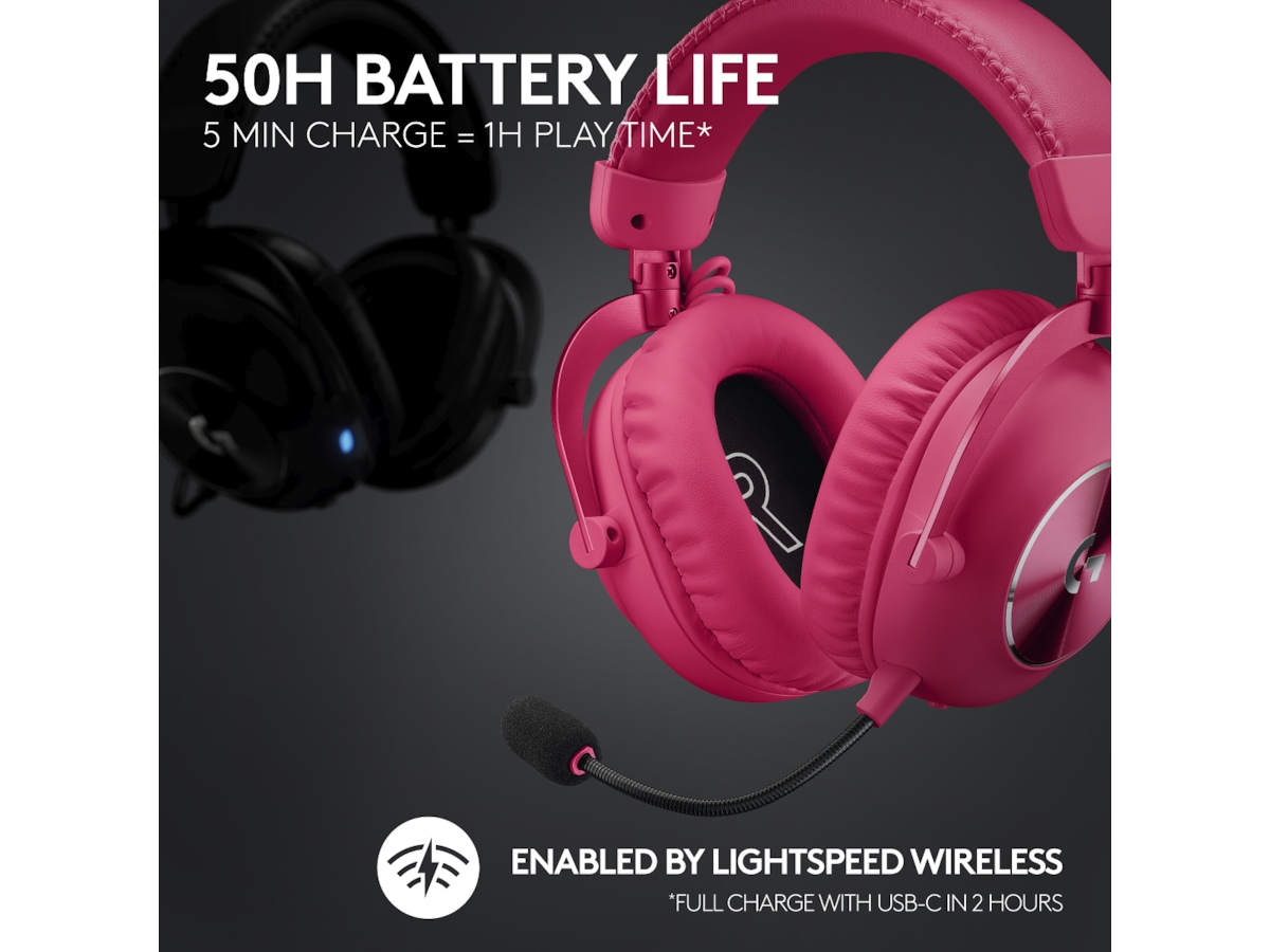 Logitech Pro X 2 Lightspeed Trådløst Gaming Headset (rosa) Gamingheadset