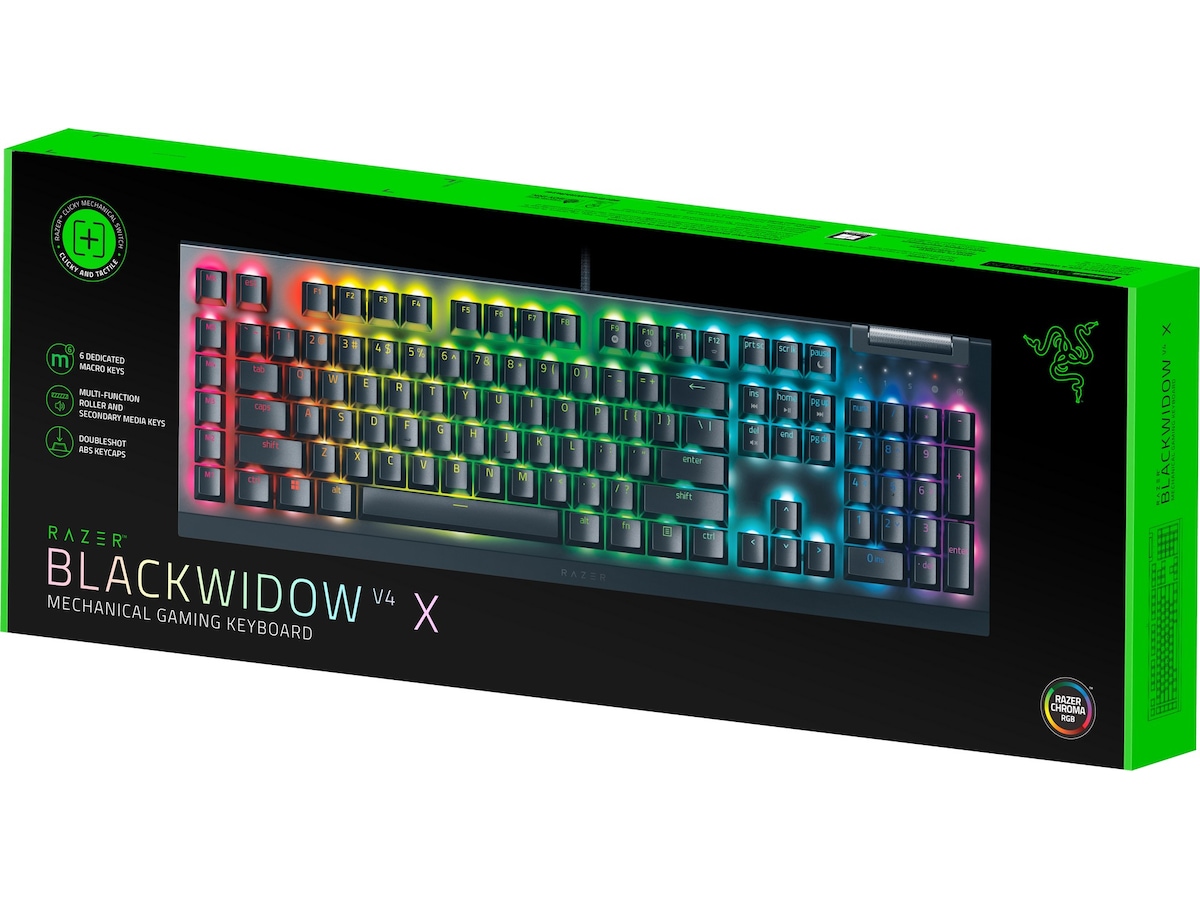 Razer Blackwidow V4 X Green Switch gamingtastatur (sort) Gamingtastatur
