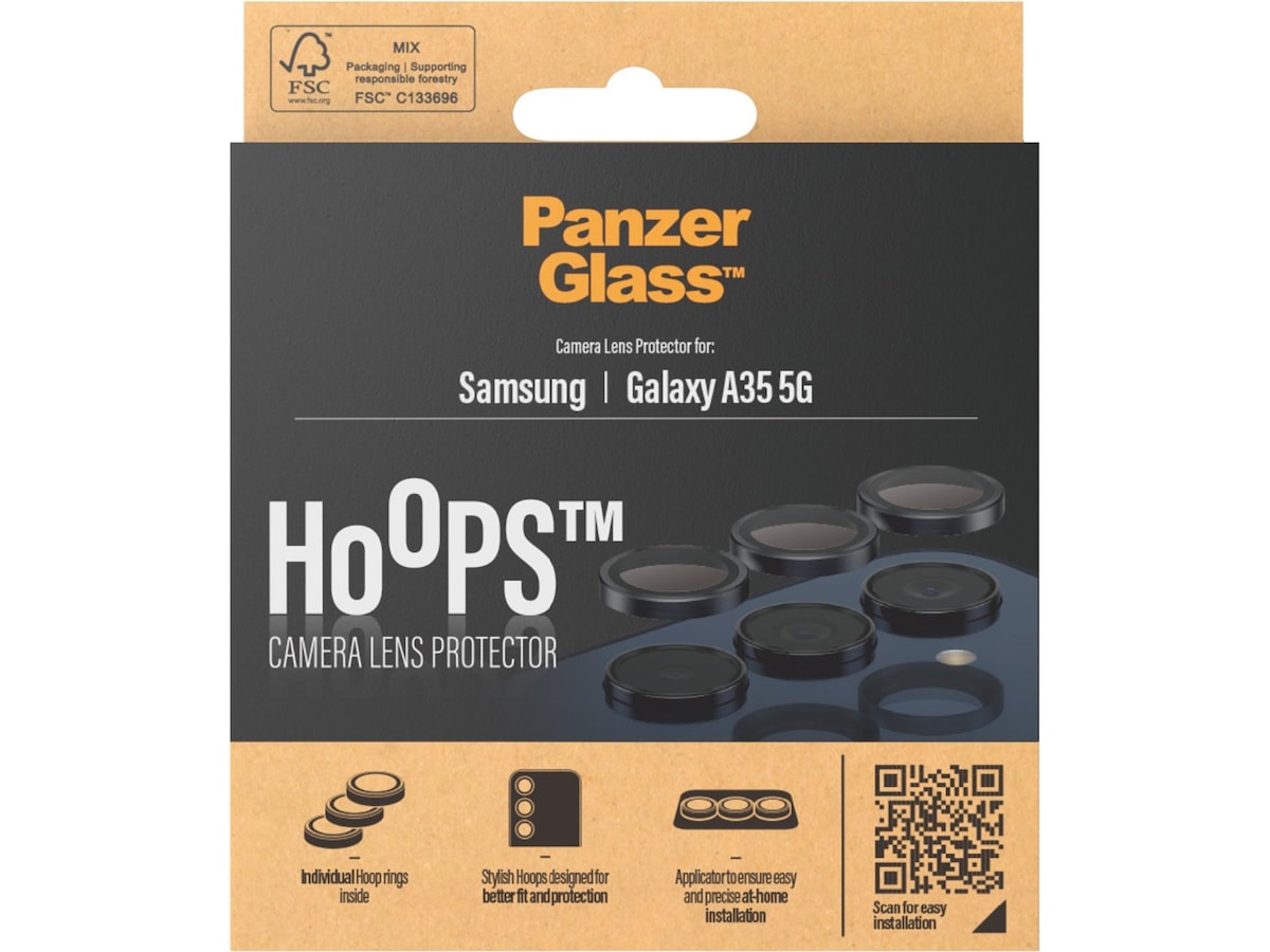 PanzerGlass Galaxy A34 Hoops Linsebeskytter (sort) Skjermbeskytter