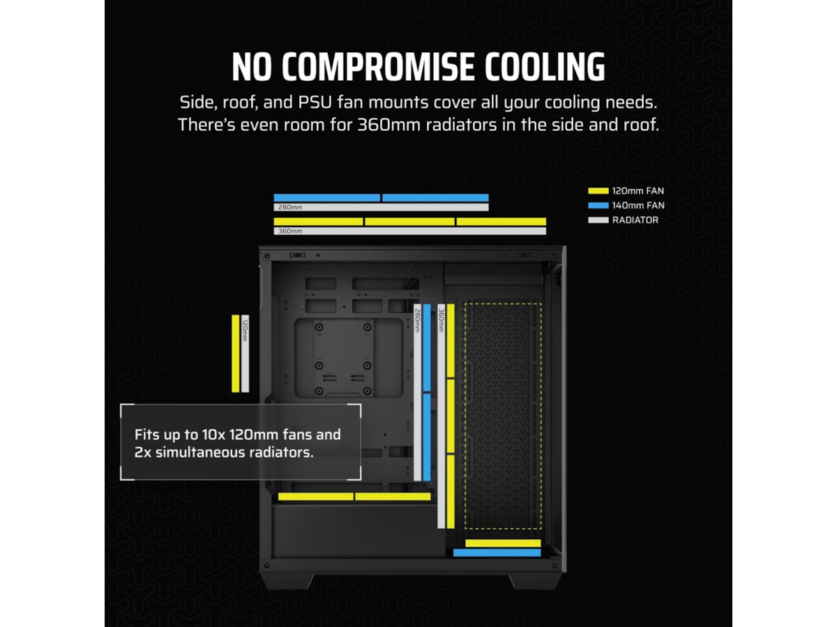 Corsair 3500X Tempered Glass Mid-Tower (sort) Midi tower