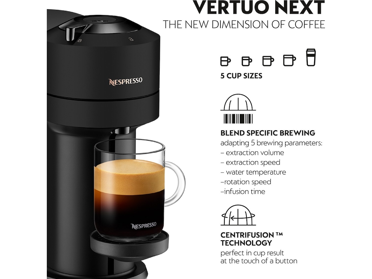 Nespresso Vertuo Next by De'Longhi Kapselmaskin (sort) -B-Grade Demo hjem & fritid