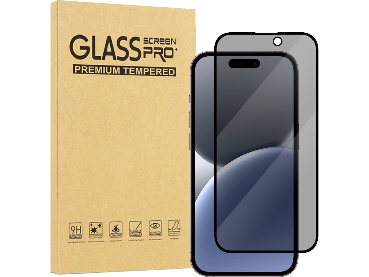 iiglo iPhone 16 Plus / 15 Plus 3D Privacy Glass skjermbeskytter Skjermbeskytter