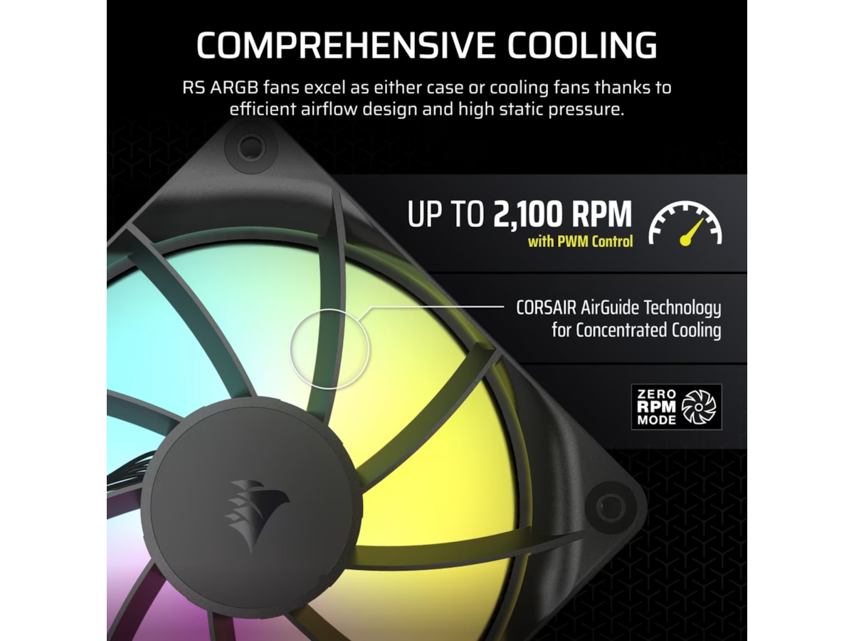 Corsair RS120 ARGB Vifte 3pk (sort) Vifter