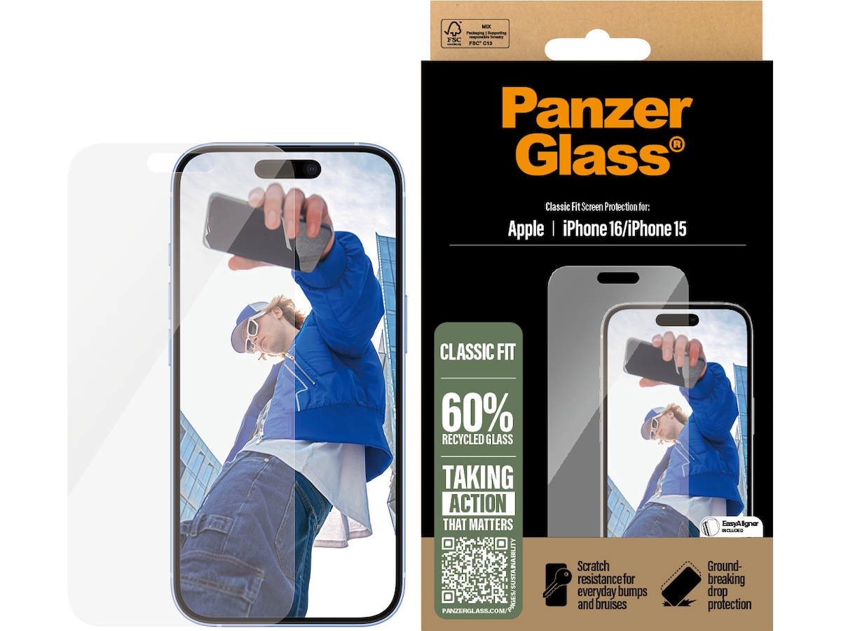 PanzerGlass iPhone 15 / 16 skjermbeskytter Skjermbeskytter