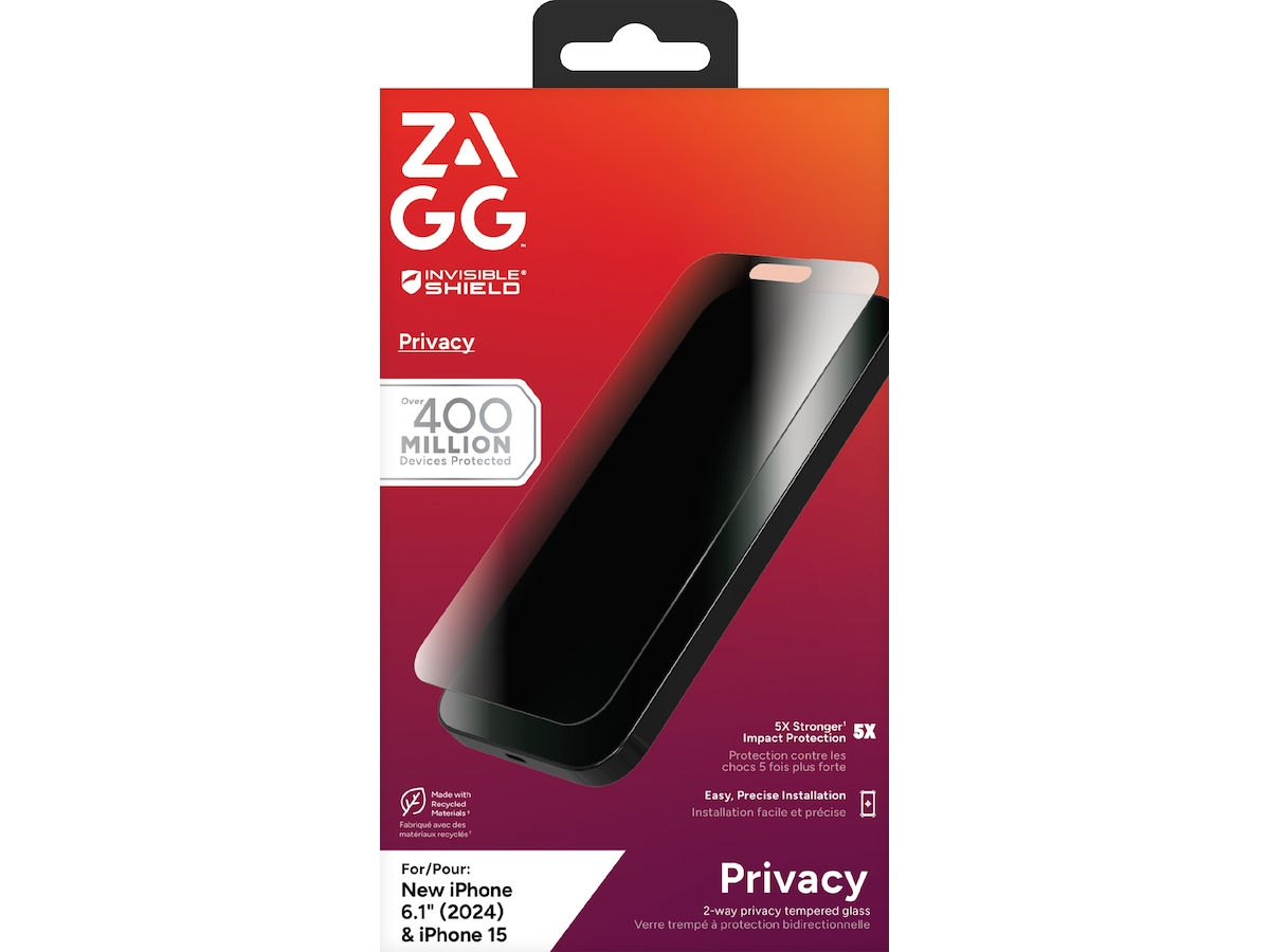 InvisibleShield Glass Elite iPhone 16 /15 Privacy Skjermbeskytter Skjermbeskytter