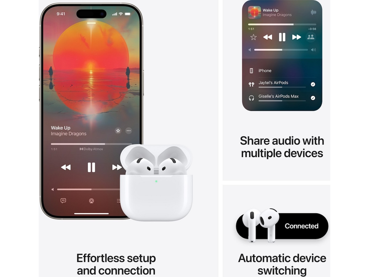 Apple AirPods 4 med Støyredusering trådløse ørepropper, In-Ear (hvit) Ørepropper
