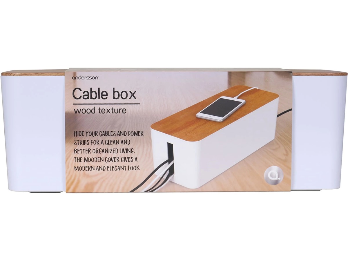 Andersson Stor kabelboks (hvit/tre) Kabelskjulere & tilbehør