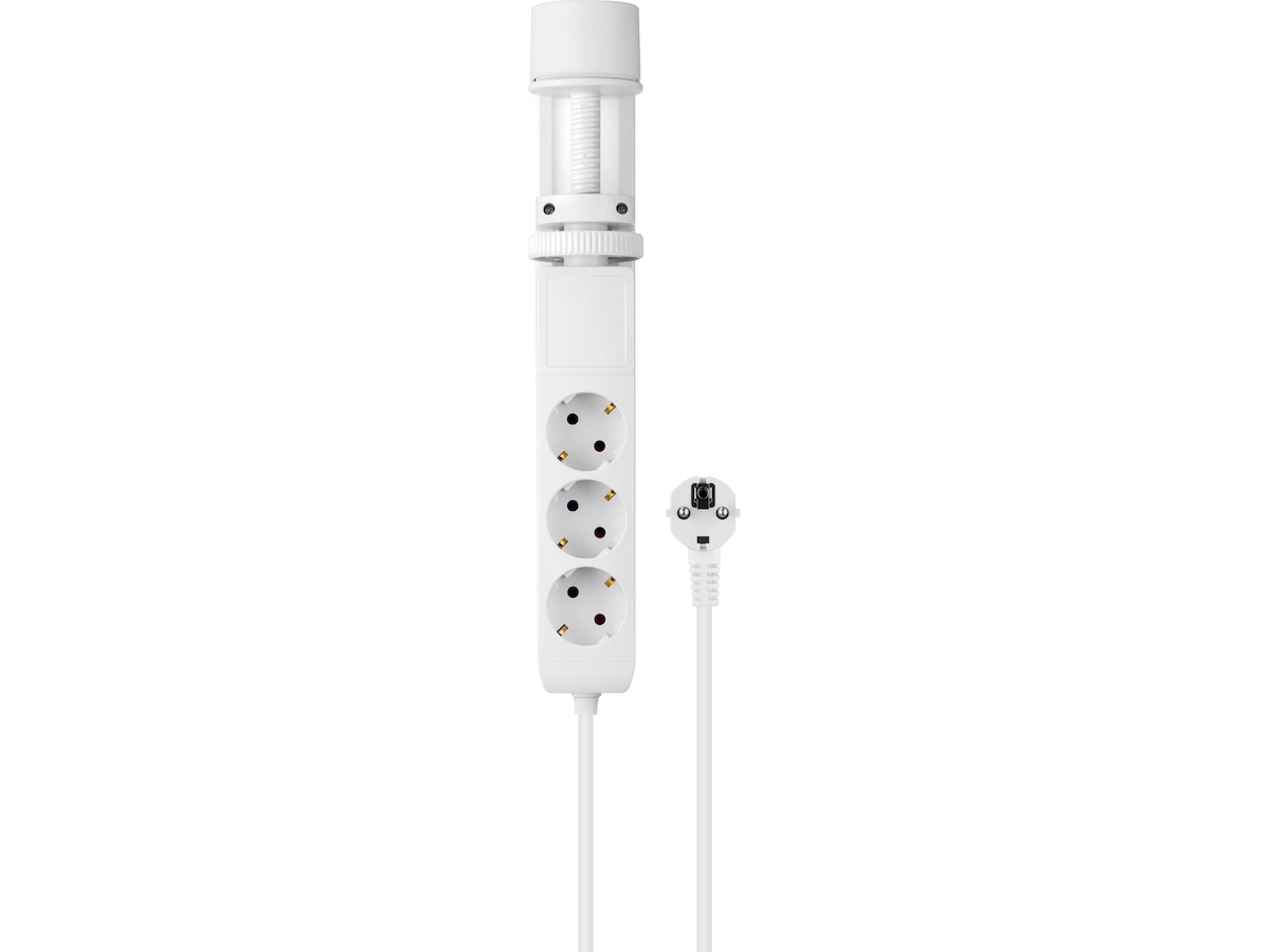 Andersson 6-i-1 strømforgrener 3x uttak og USB med skrivebordfeste (hvit) Skjøtekabel & forgrener