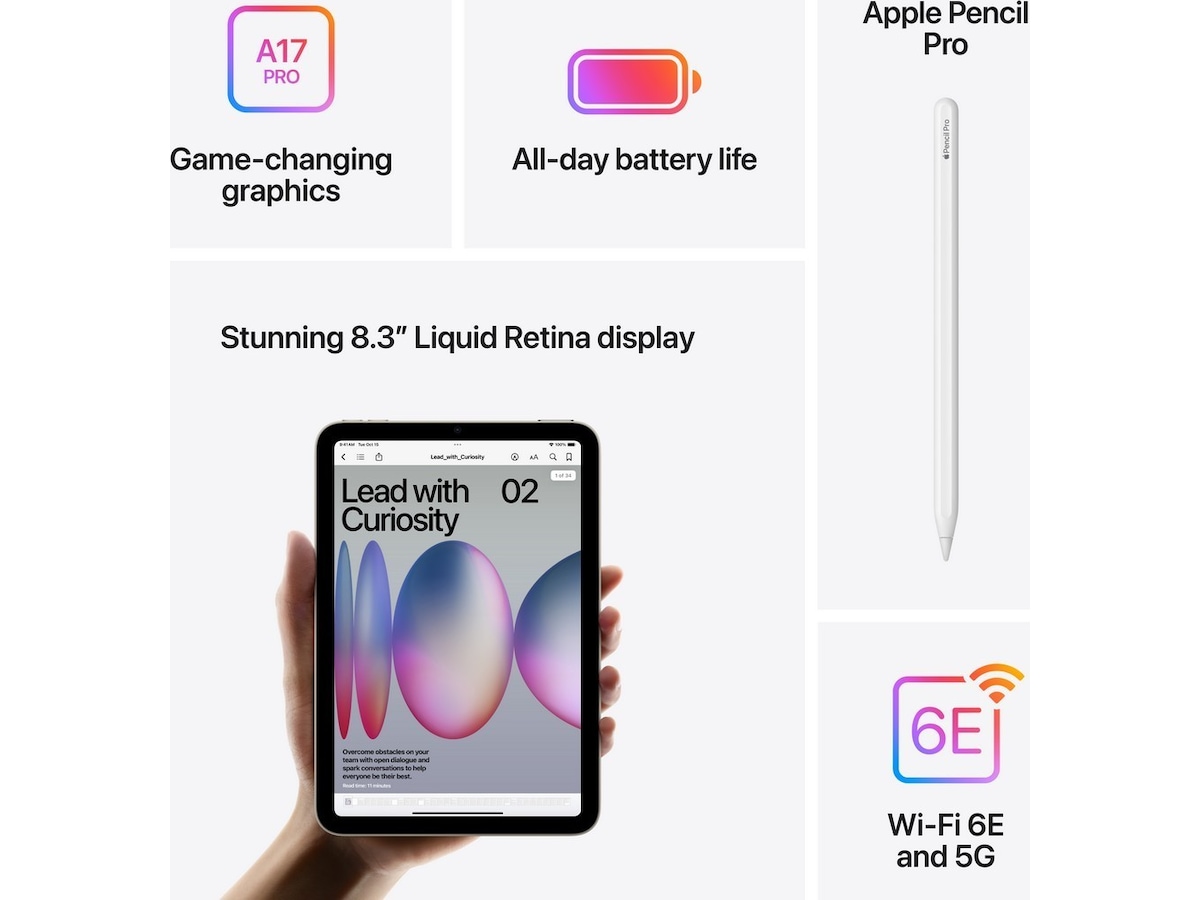 iPad mini (2024) 128GB 5G (stjerneskinn) Nettbrett / iPad