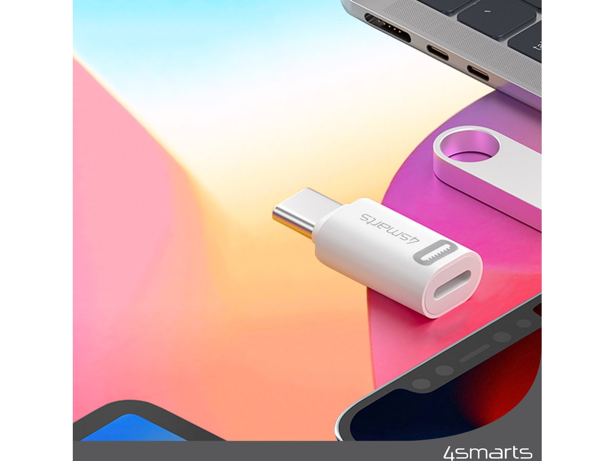4smarts Lightning til USB-C Adapter, 2-pack (hvit) Adapter og kabel