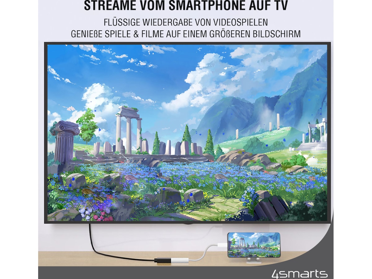 4smarts USB-C til HDMI adapter 15cm (hvit) Kabeladaptere & overganger