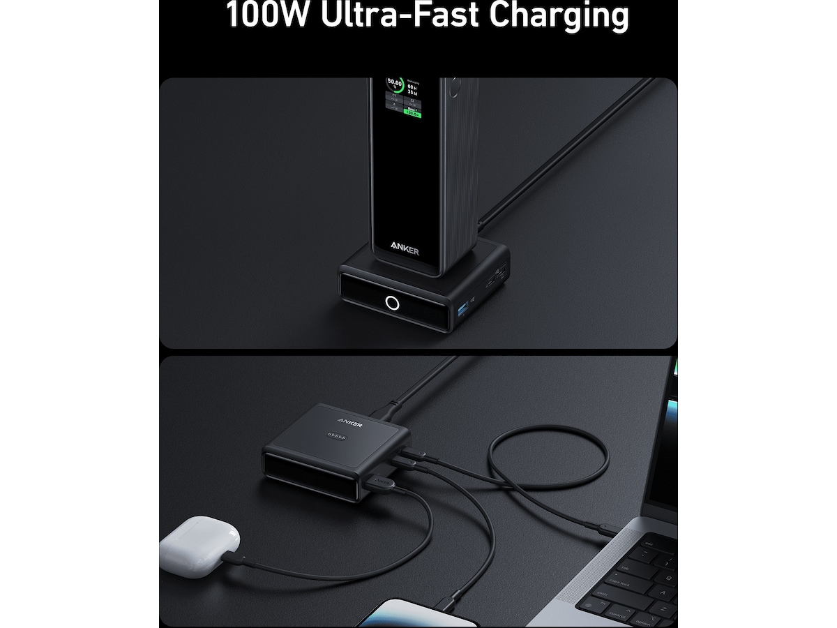 Anker Prime Trådløs ladestasjon (sort) Powerbank