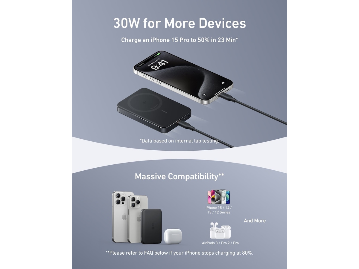 Anker MagGo Powerbank 10.000mAh (sort) Powerbank