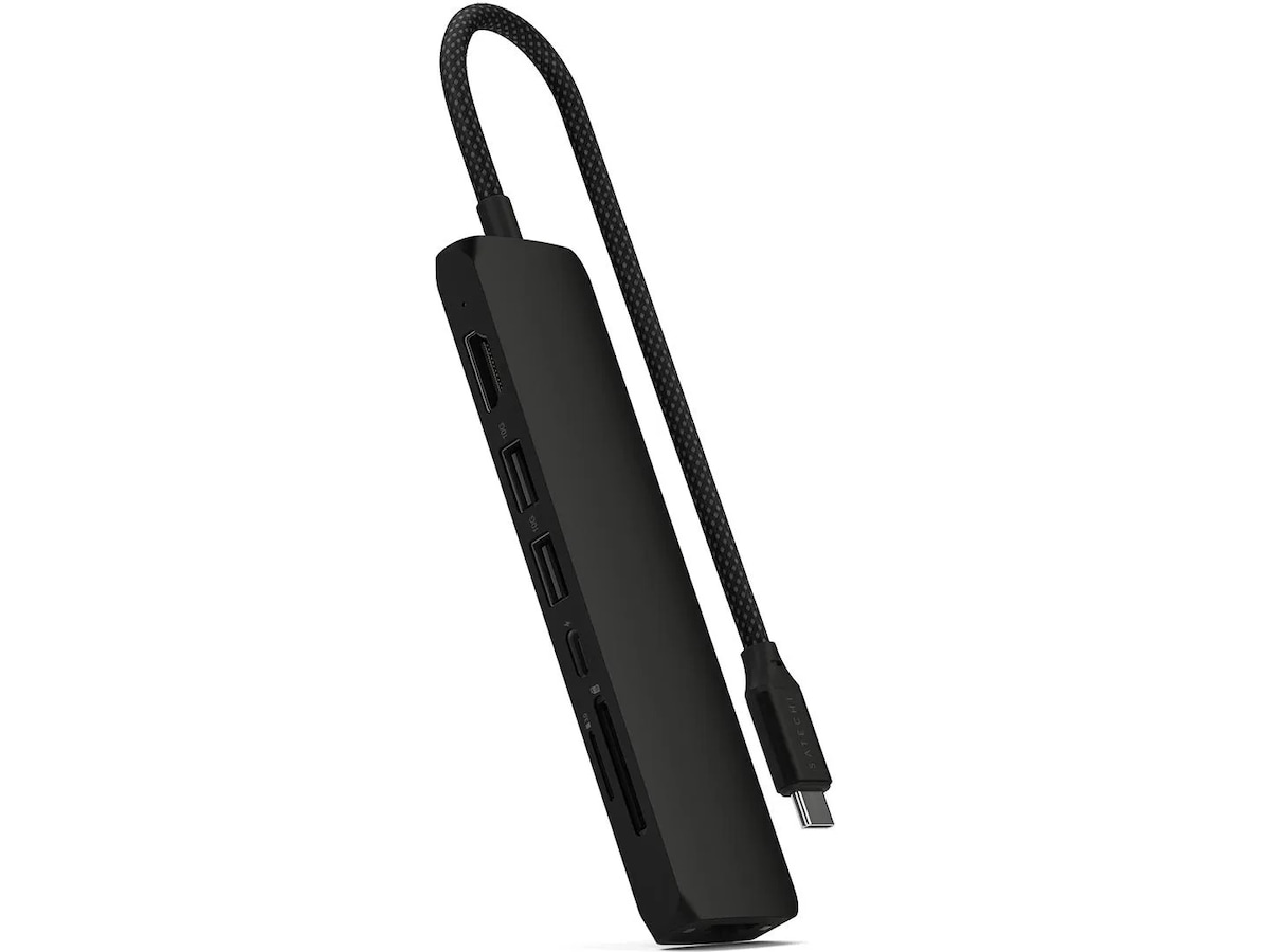 Satechi 7-i-1 Slim Multiport docking (sort) Dockingstasjon & USB-HUB