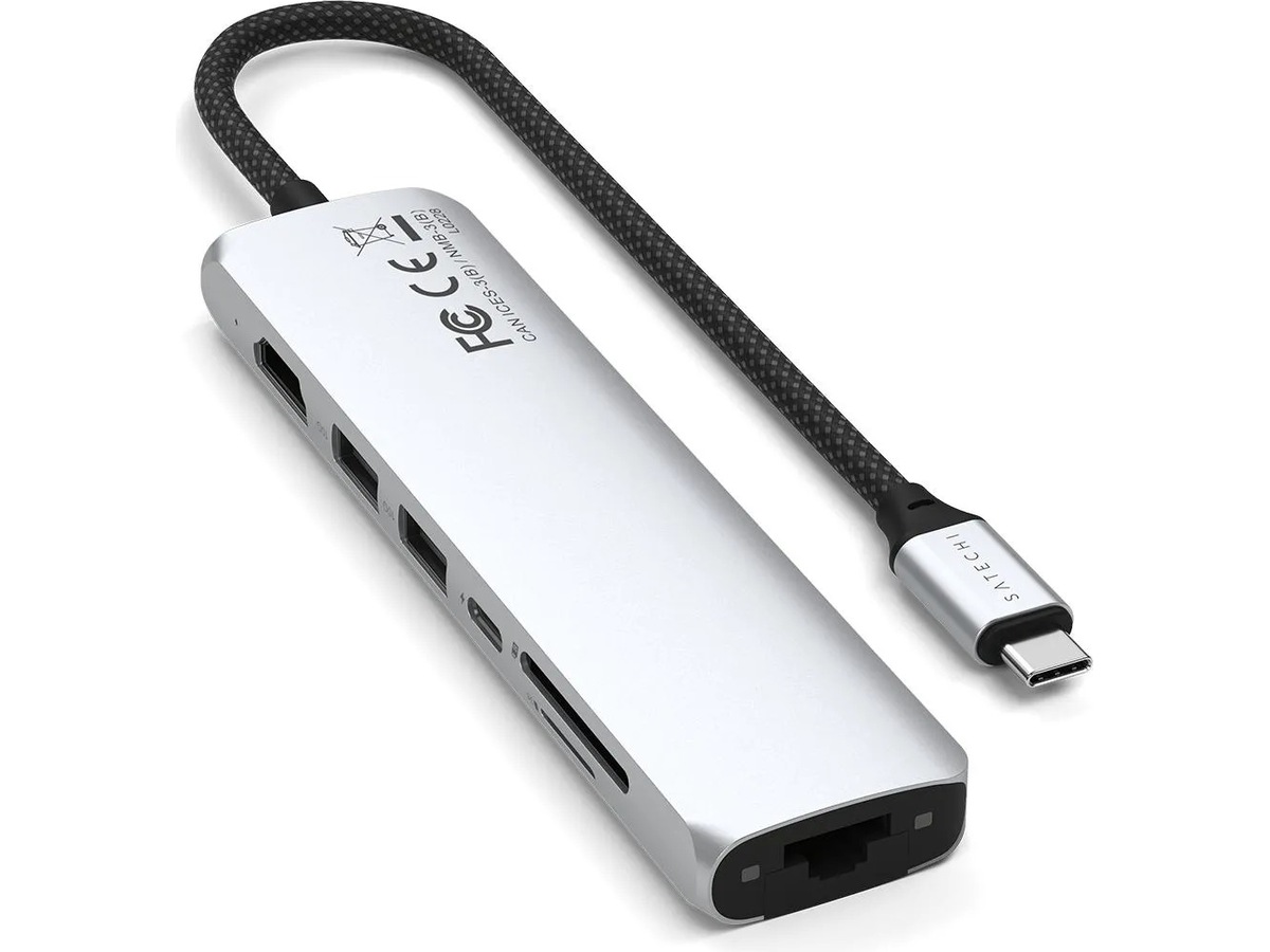 Satechi 7-i-1 Slim Multiport docking (sølv) Dockingstasjon & USB-HUB