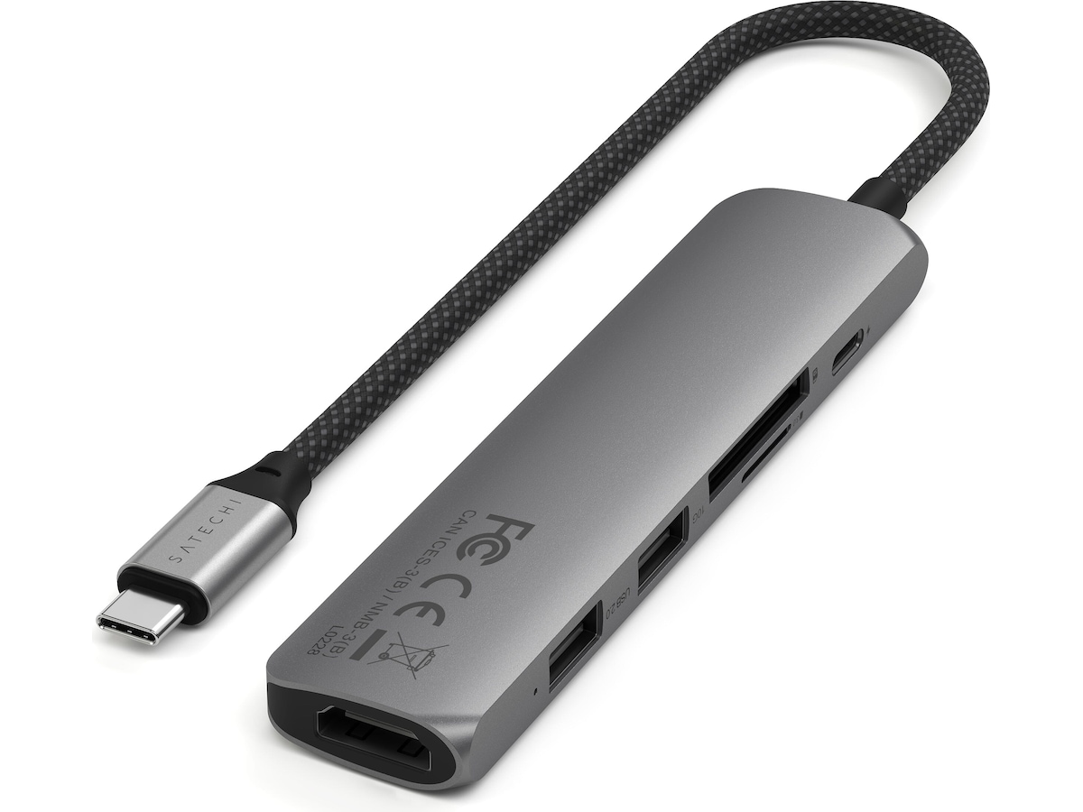 Satechi 6-i-1 Slim Multiport docking (stellargrå) Dockingstasjon & USB-HUB
