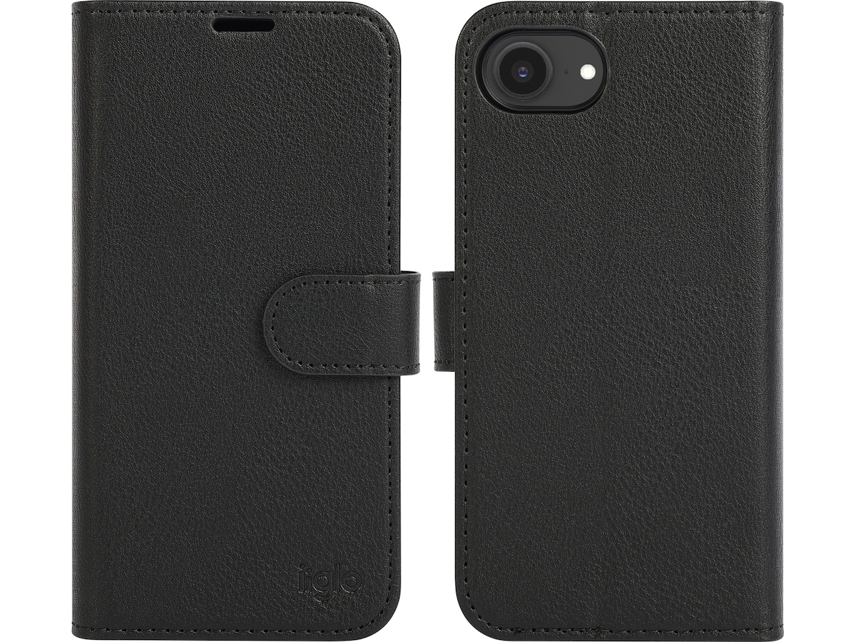 iiglo iPhone 17e / 16e 2-i-1 Lommebokdeksel (sort) Mobildeksel