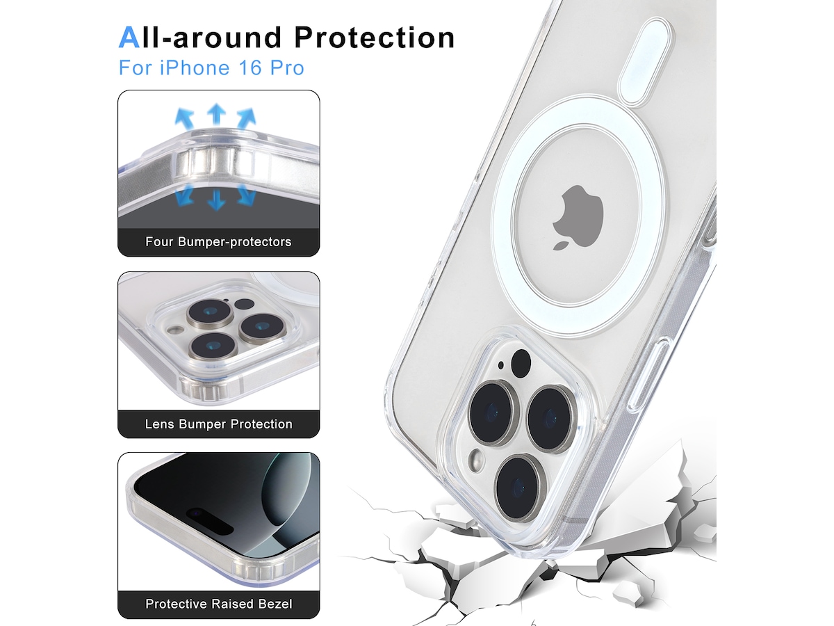 iiglo iPhone 16 Pro Magnetic Silikondeksel (gjennomsiktig) Mobildeksel