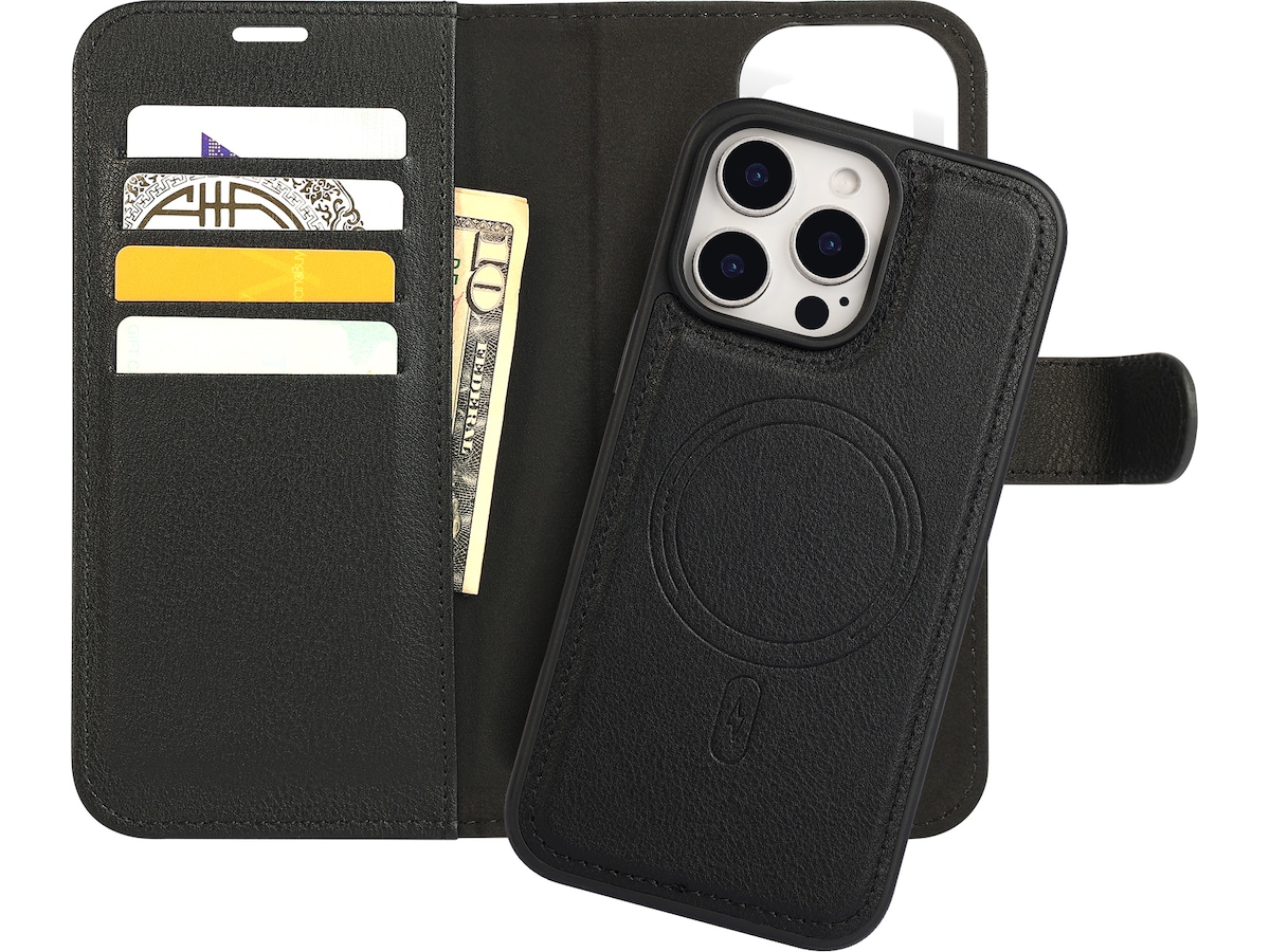 iiglo iPhone 16 Pro Max 2-i-1 Lommebokdeksel (sort) Mobildeksel