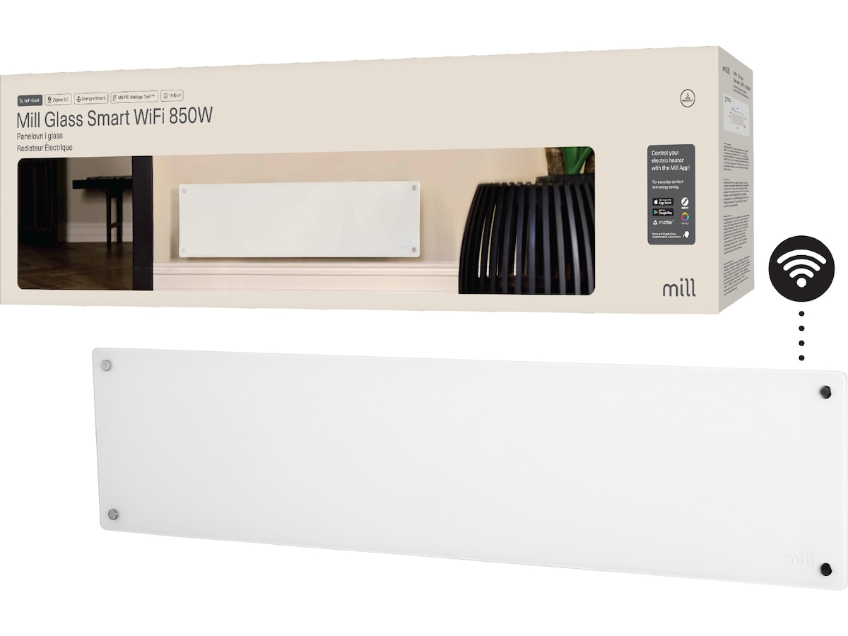 Mill Glass Smart WiFi Gen 4 panelovn 850W Panelovner