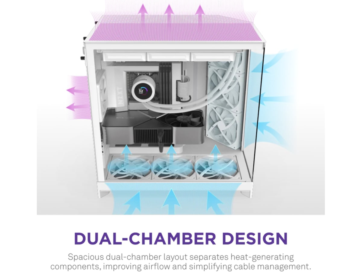 NZXT H9 Flow Mid Tower (hvit) Midi tower