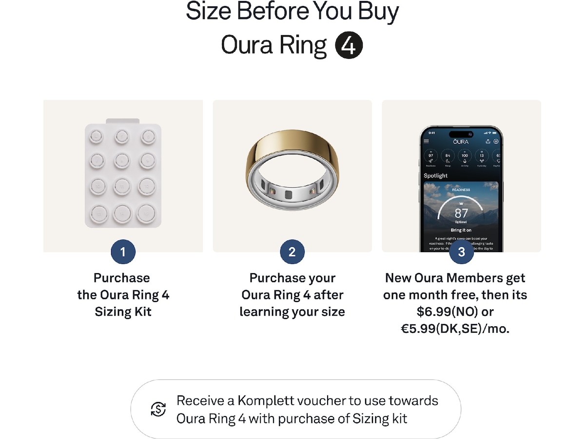 Oura Ring 4 Smart Ring str. 7 (gull) -B-Grade Demo tilbehør til mobiler & klokker