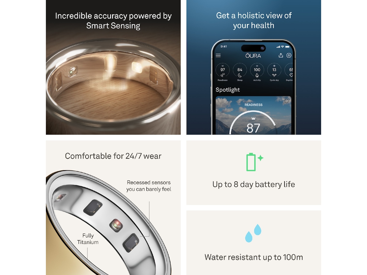 Oura Ring 4 Smart Ring str. 7 (gull) -B-Grade Demo tilbehør til mobiler & klokker