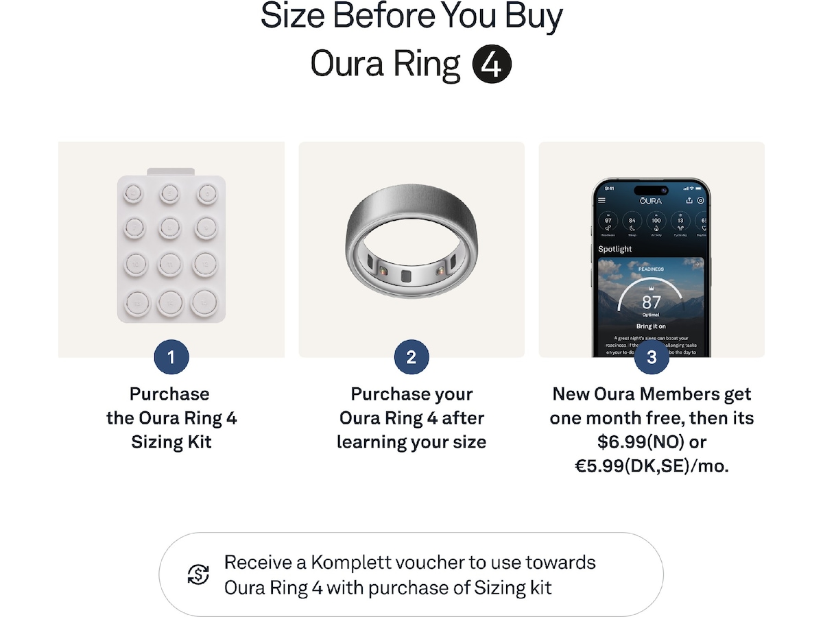 Oura Ring 4 Smart Ring str. 9 (børstet sølv) -B-Grade Demo tilbehør til mobiler & klokker