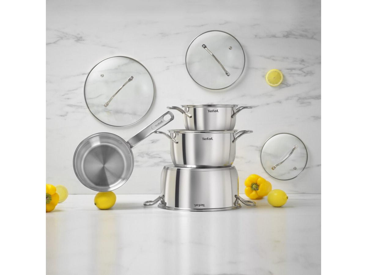 Tefal Intuition 7-delers grytesett rustfritt stål B864S734 Tilbehør til stekeovn og komfyrer