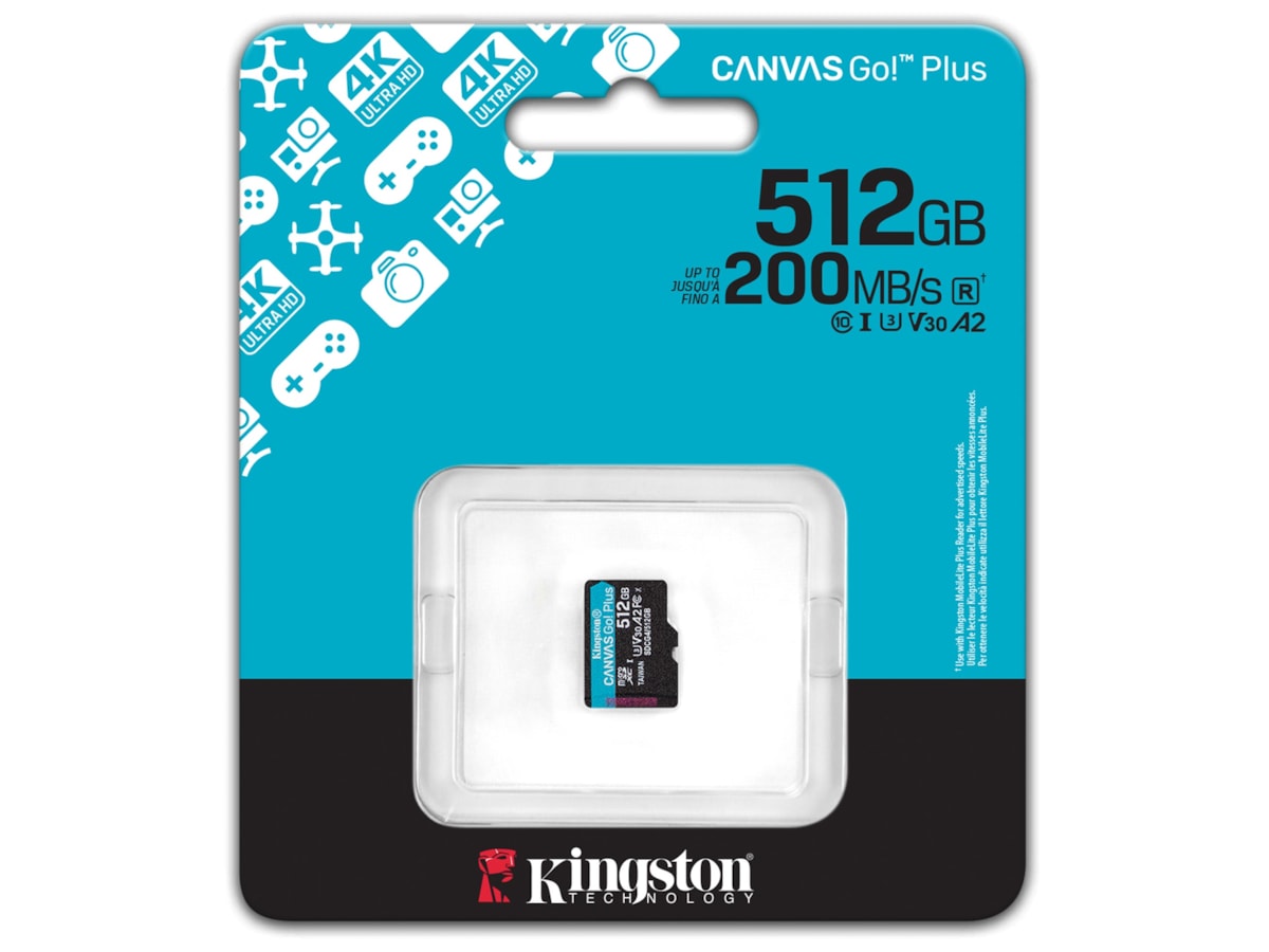Kingston Canvas Go! Plus microSD 512GB Minnekort til foto & video
