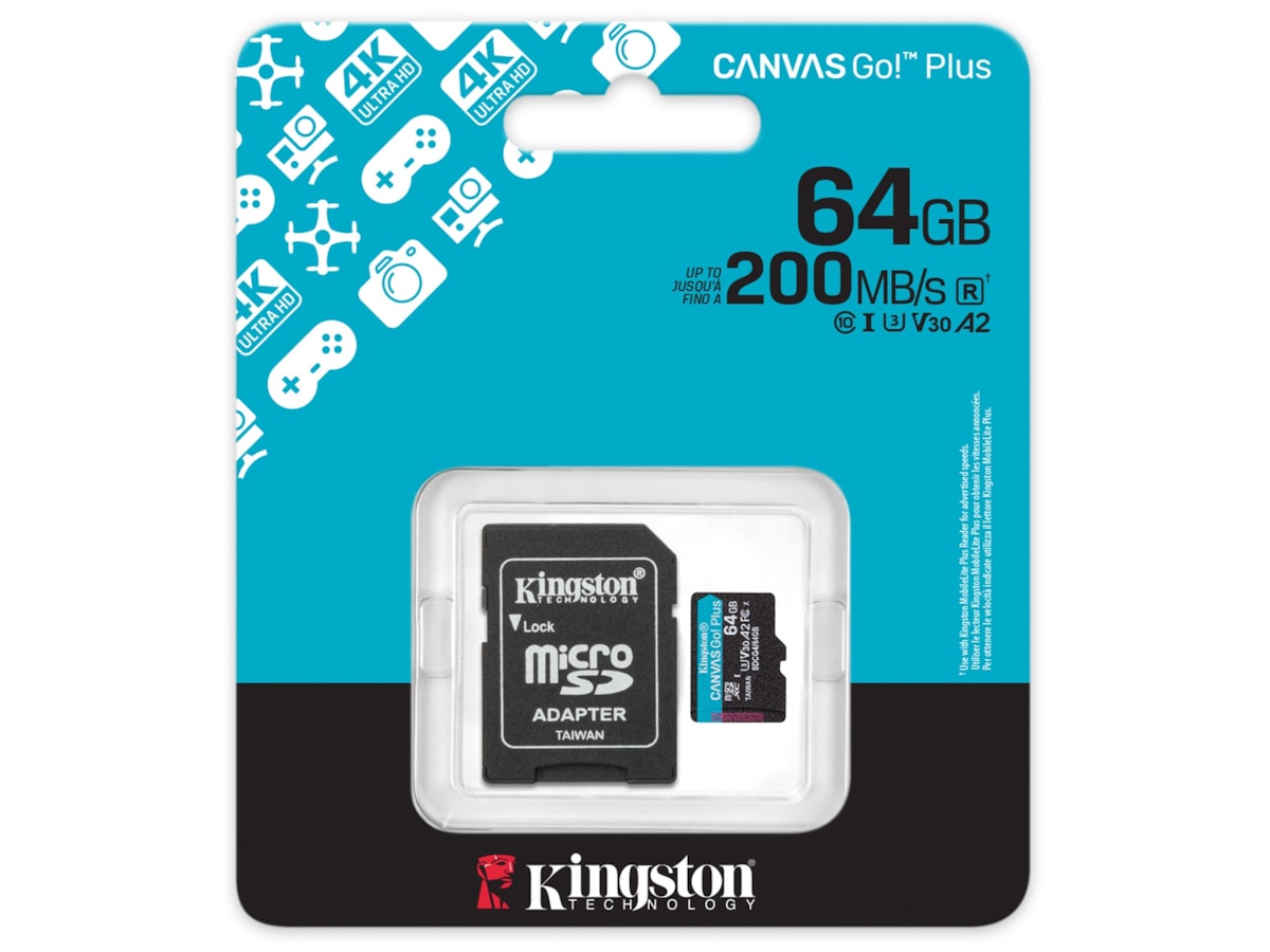 Kingston Canvas Go! Plus microSD 64GB Minnekort til foto & video