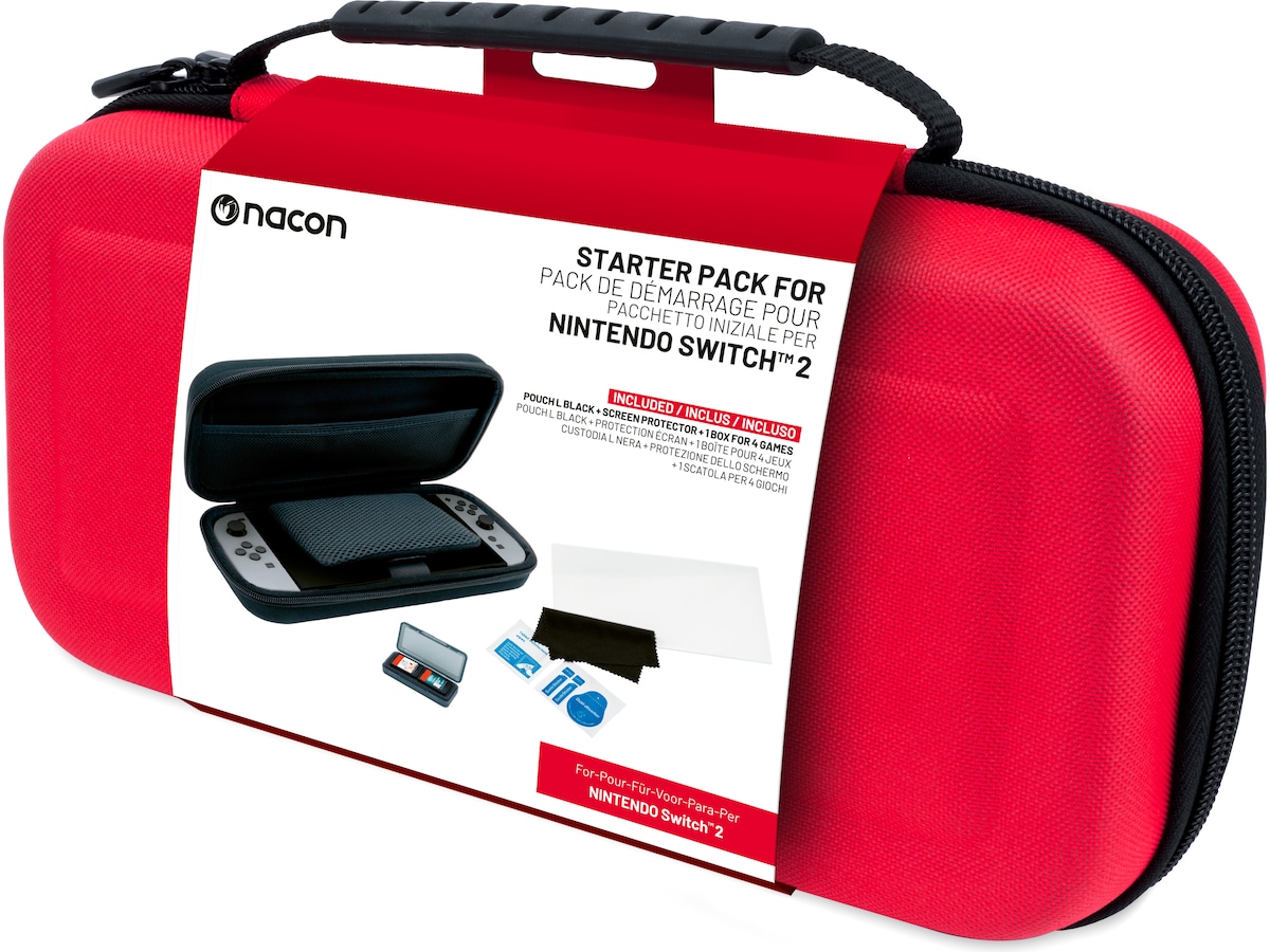 Nacon Rigid Pouch L pakke for Nintendo Switch 2 (rød) Tilbehør til spillkonsoller