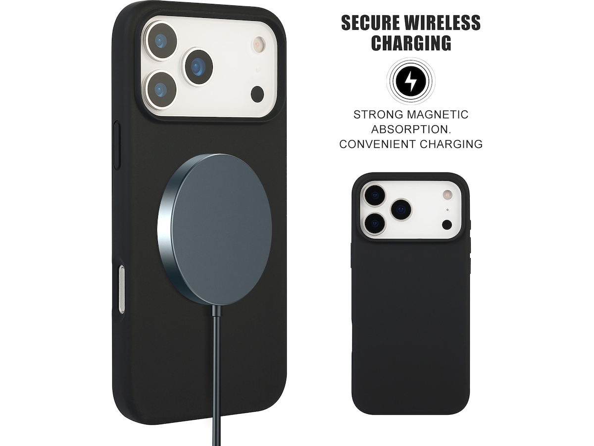 iiglo iPhone 17 Pro Max Magnetic Silikondeksel (sort) Mobildeksel