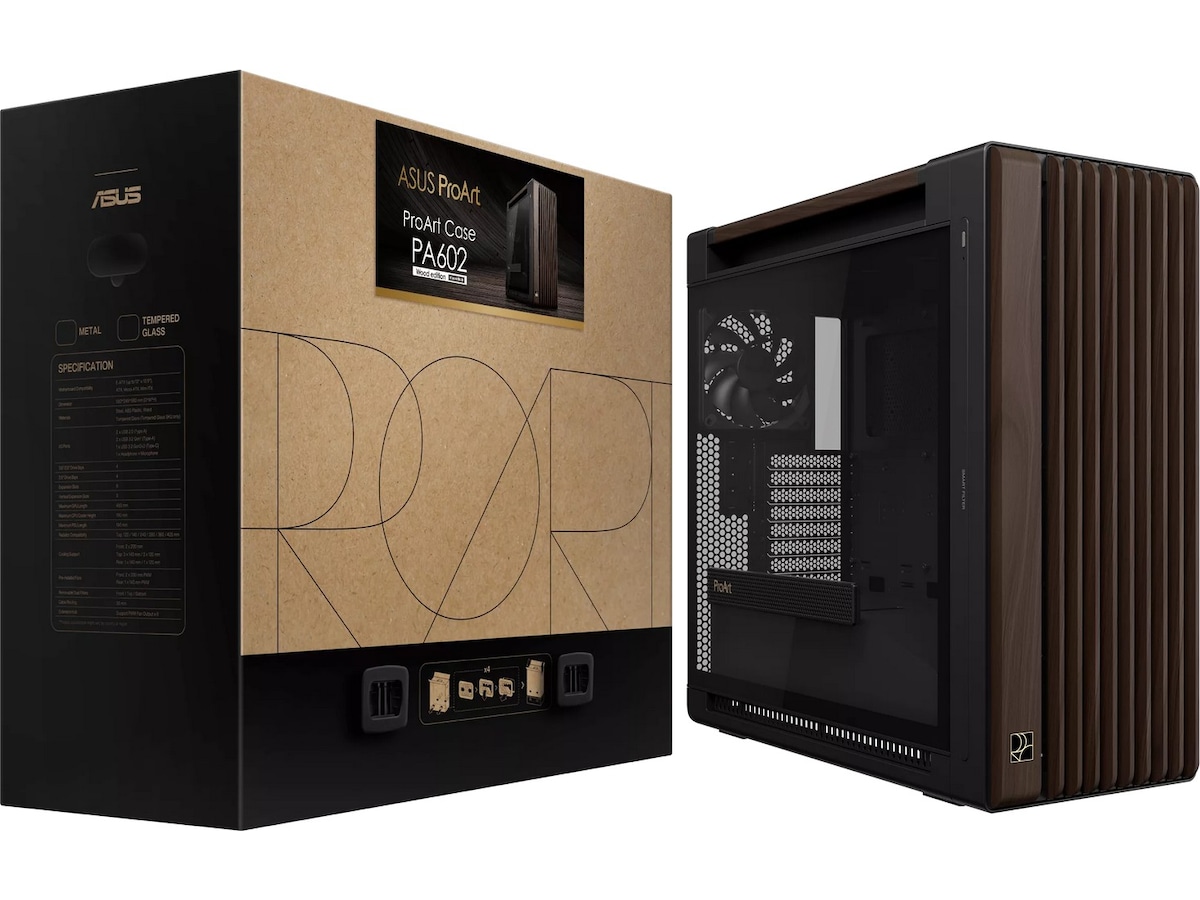 Asus PA602 PROART Walnut Wood TG PWM Modern Mid Tower (sort) Mini/Micro/Nano tower