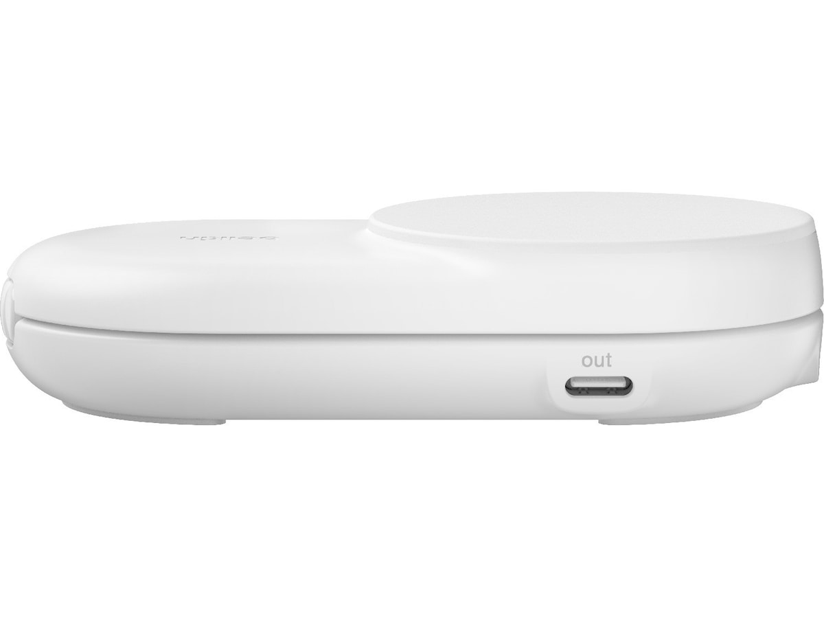 Belkin UltraCharge 2-in-1 Qi2 Trådløs lader (hvit) Trådløs lader