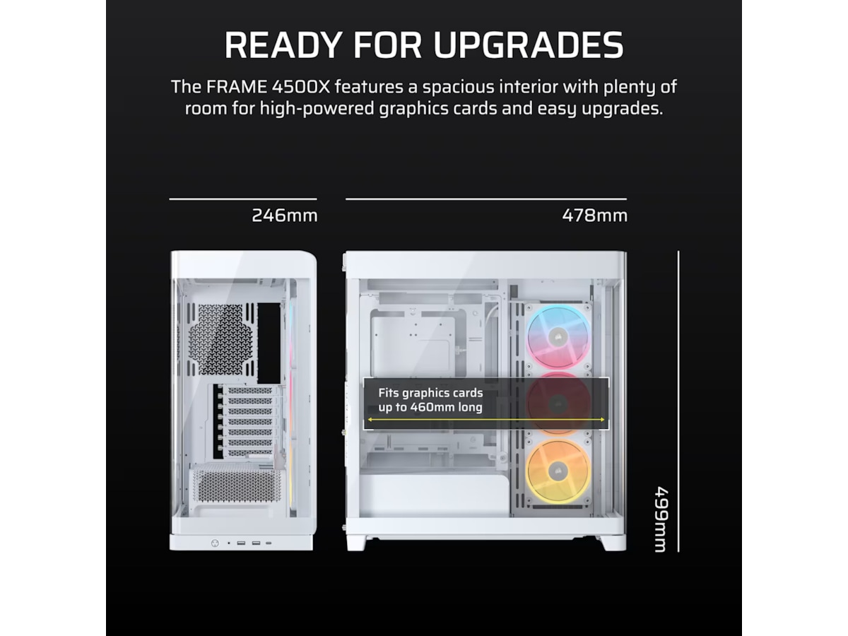 Corsair FRAME 4500X LX-R RGB Mid Tower (hvit) Midi tower