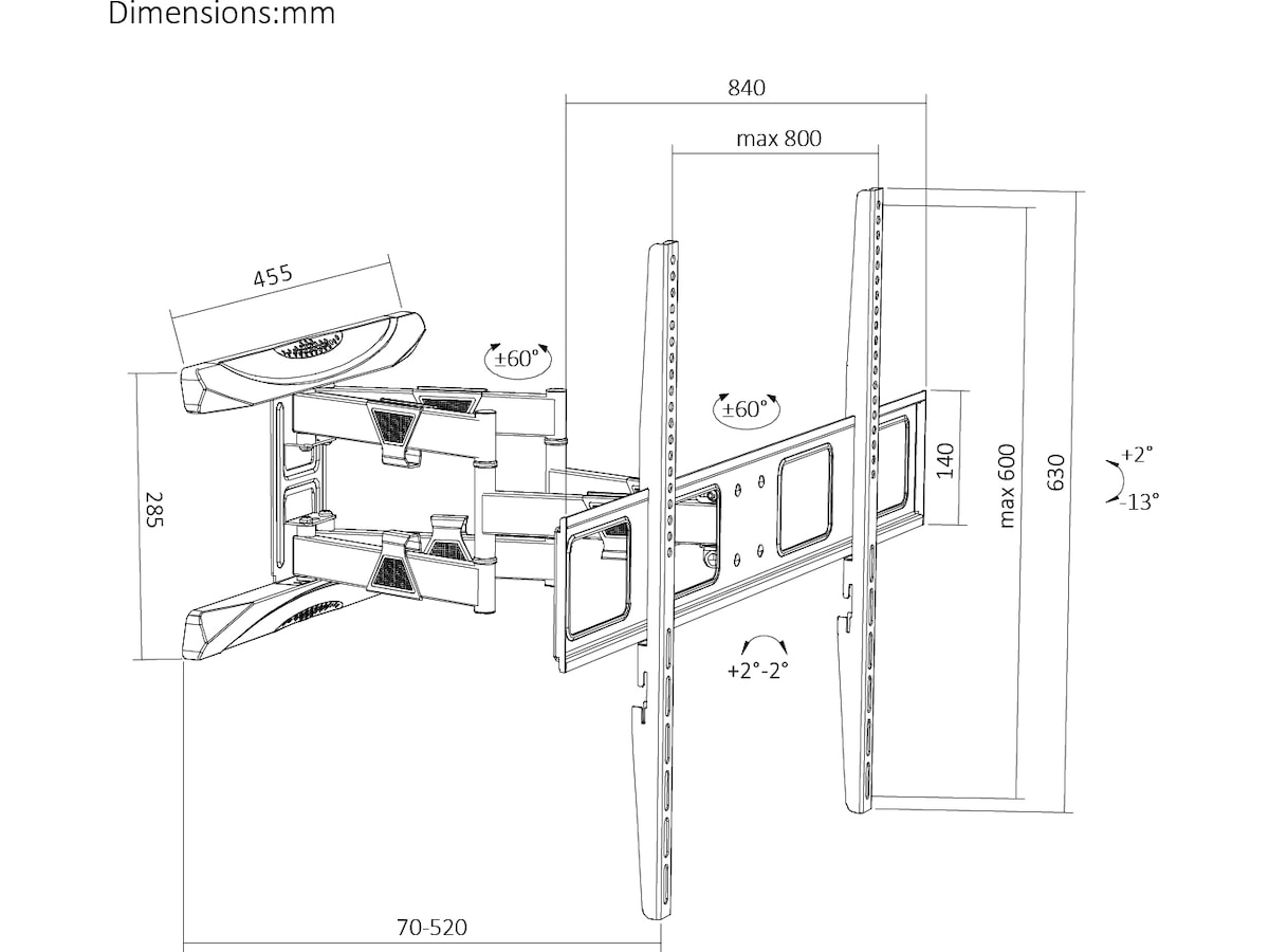 Loeffen TV-veggfeste 43-100" 80kg Veggfeste & TV-stativ