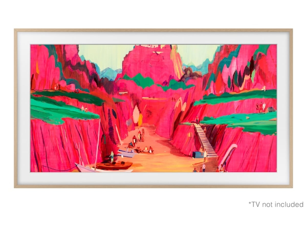 Samsung 85" ramme til The Frame og The Frame Pro (2021-2025, Beige Wood/Teak) -B-Grade Demo TV/projektor