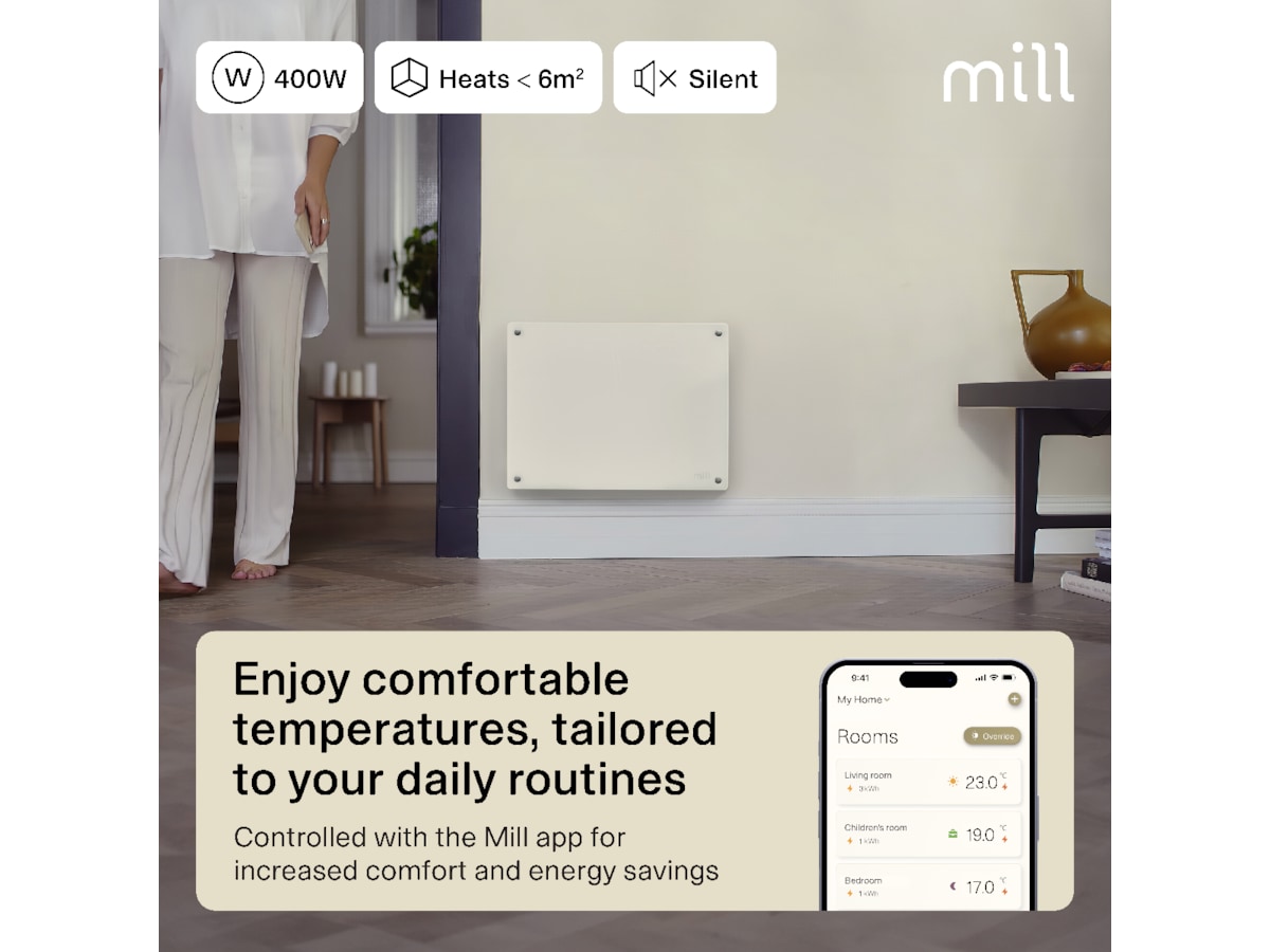 Mill Glass Smart WiFi Gen 4 panelovn 400W -B-Grade Demo hjem & fritid