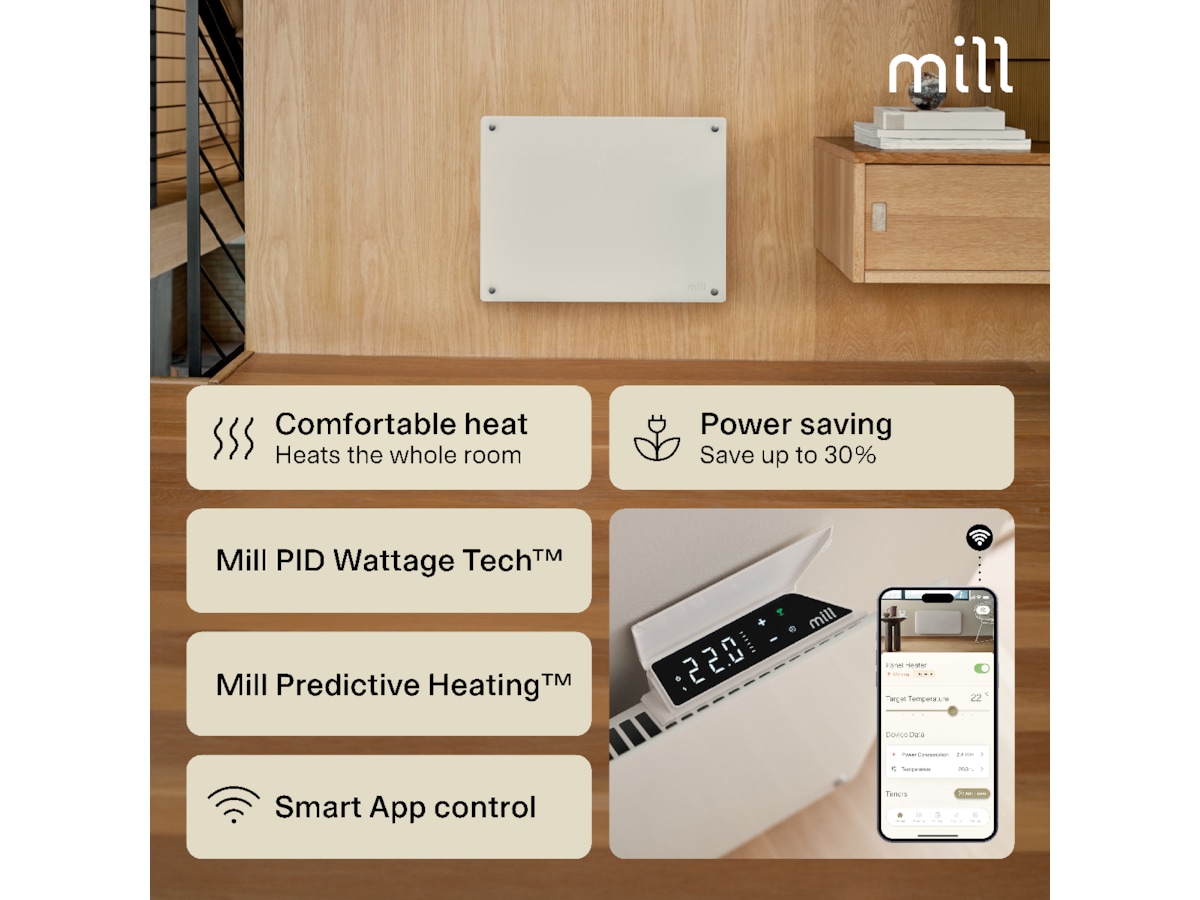 Mill Glass Smart WiFi Gen 4 panelovn 400W -B-Grade Demo hjem & fritid