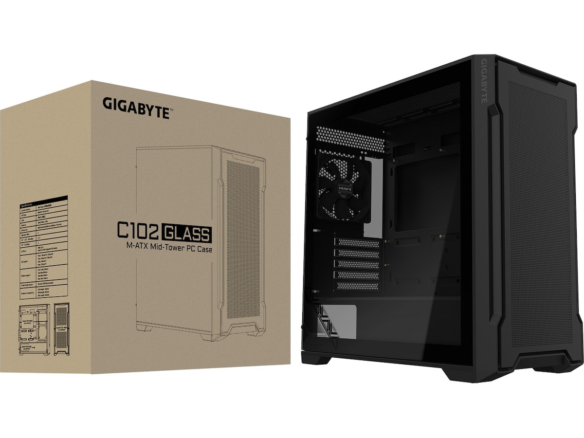 Gigabyte C102 Glass Mid Tower (sort) Mini/Micro/Nano tower