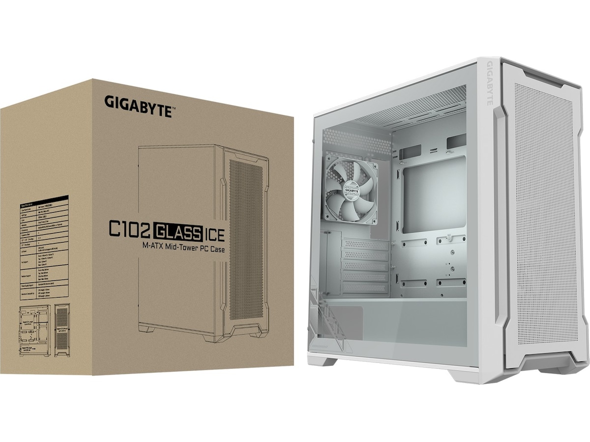 Gigabyte C102 Glass ICE Mid Tower (hvit) Mini/Micro/Nano tower