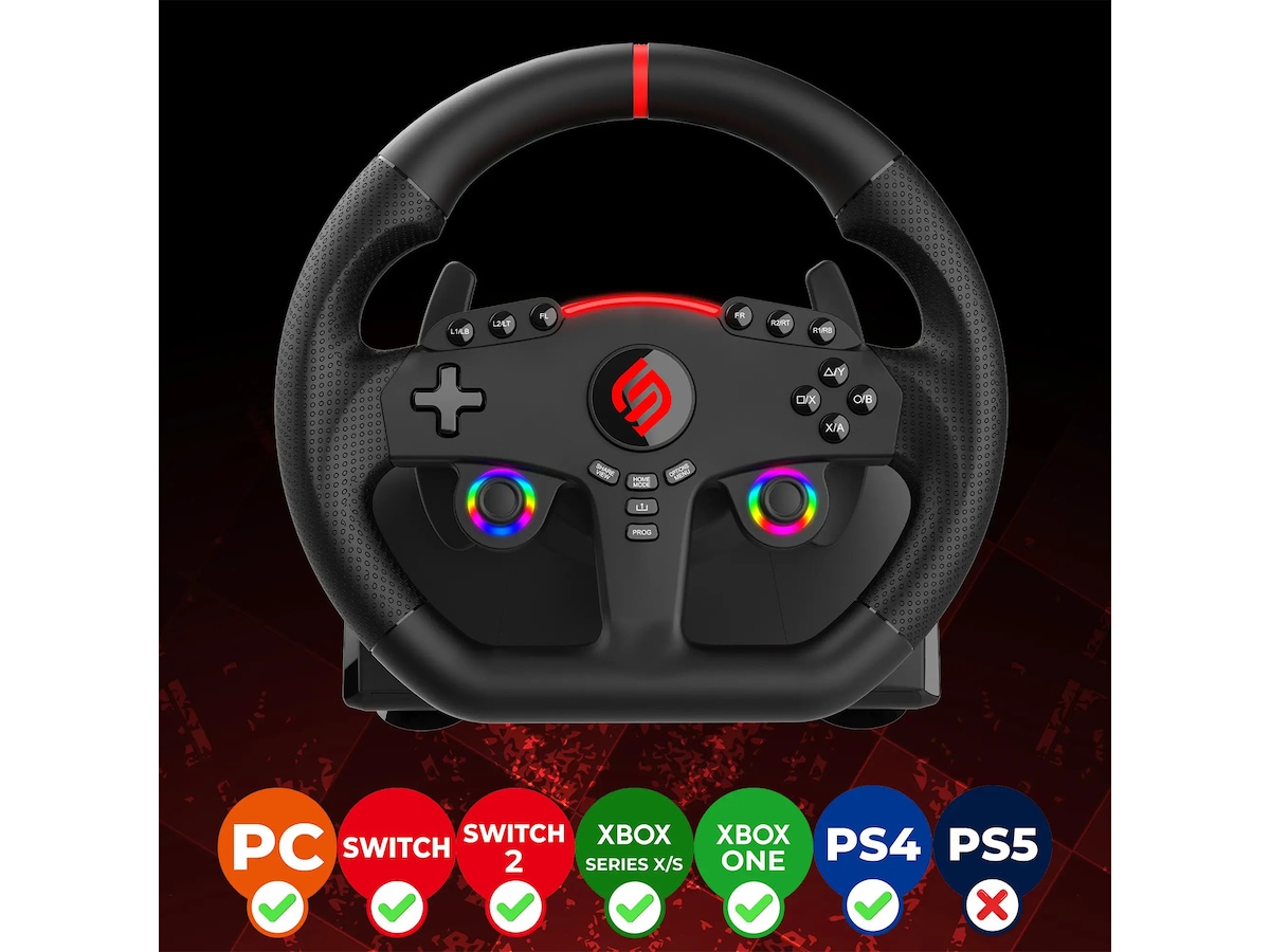 Subsonic 270 GT Gaming Ratt med Pedaler og Paddles Ratt og pedaler