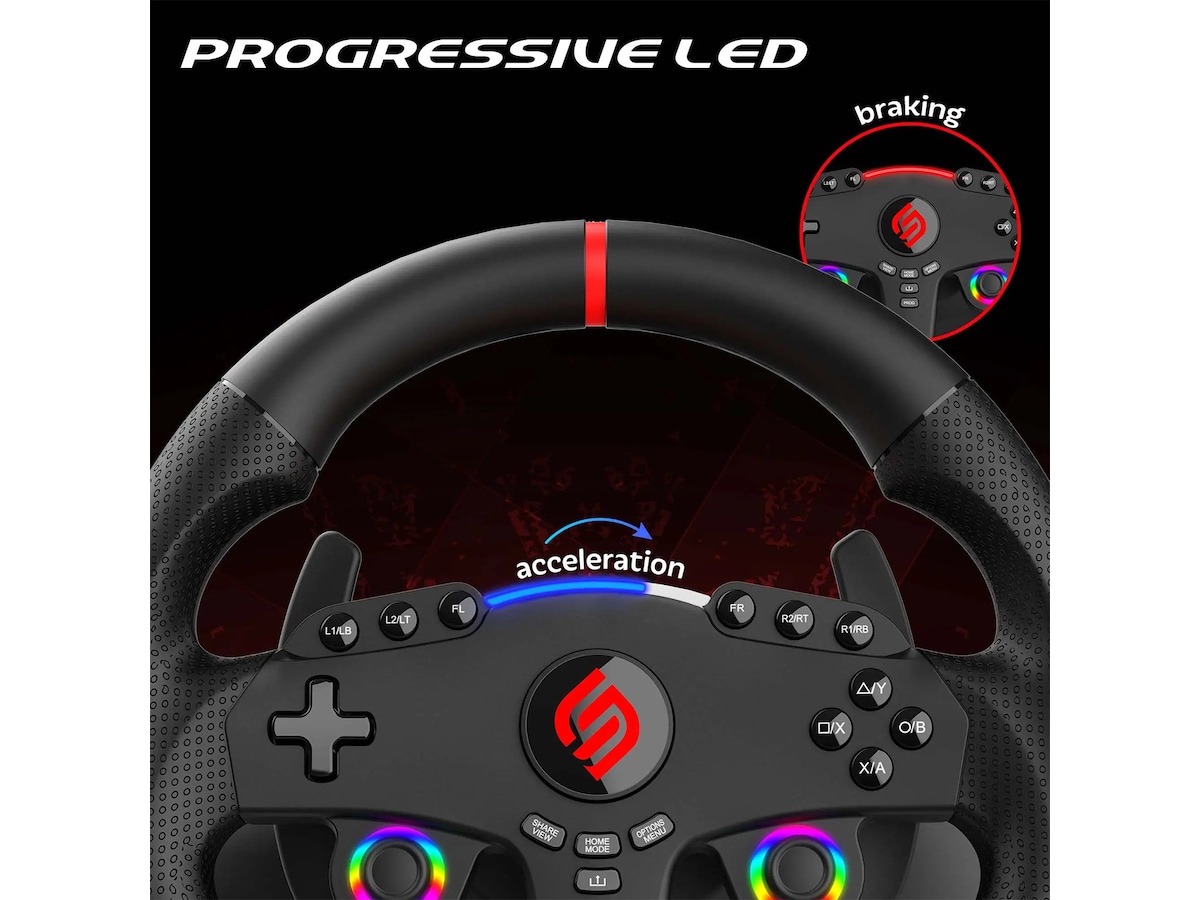 Subsonic 270 GT Gaming Ratt med Pedaler og Paddles Ratt og pedaler